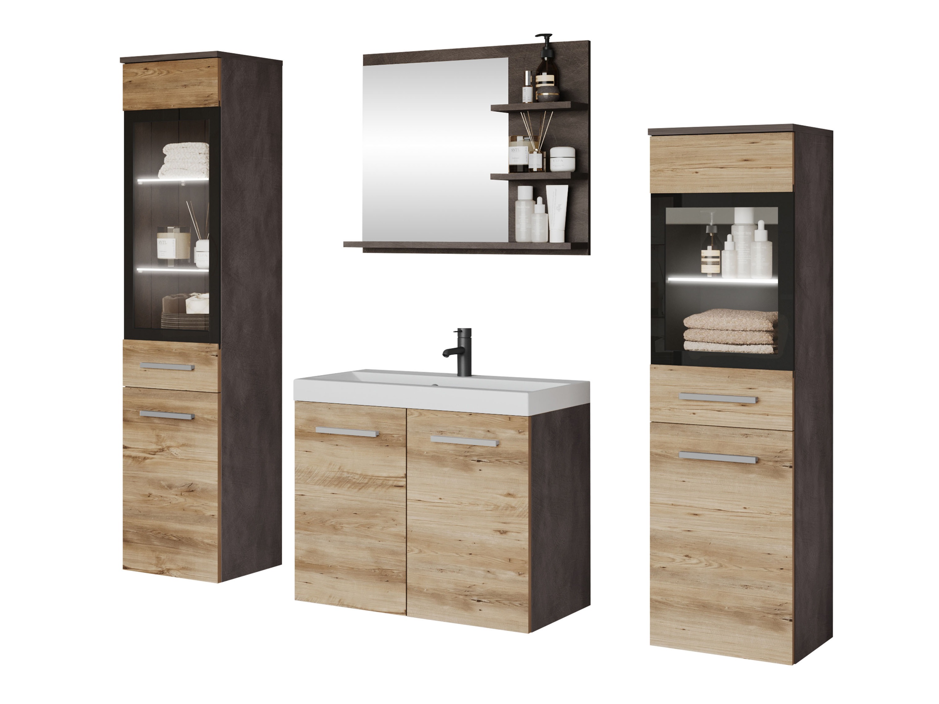 Ensemble de salle de bain Sarasota 141 (Matera gris + Châtaigne)