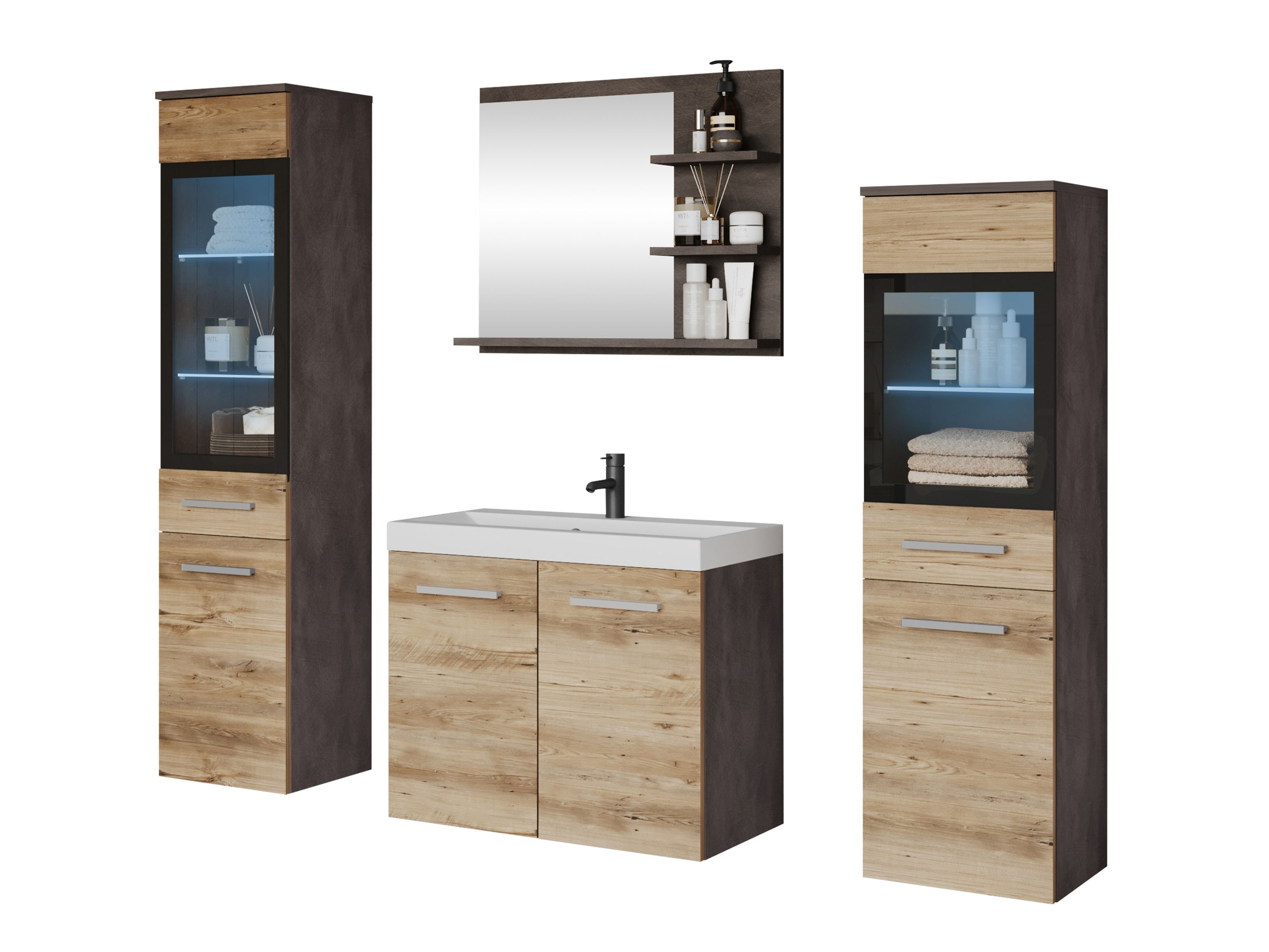 Ensemble de salle de bain Sarasota 141 (Matera gris + Châtaigne)