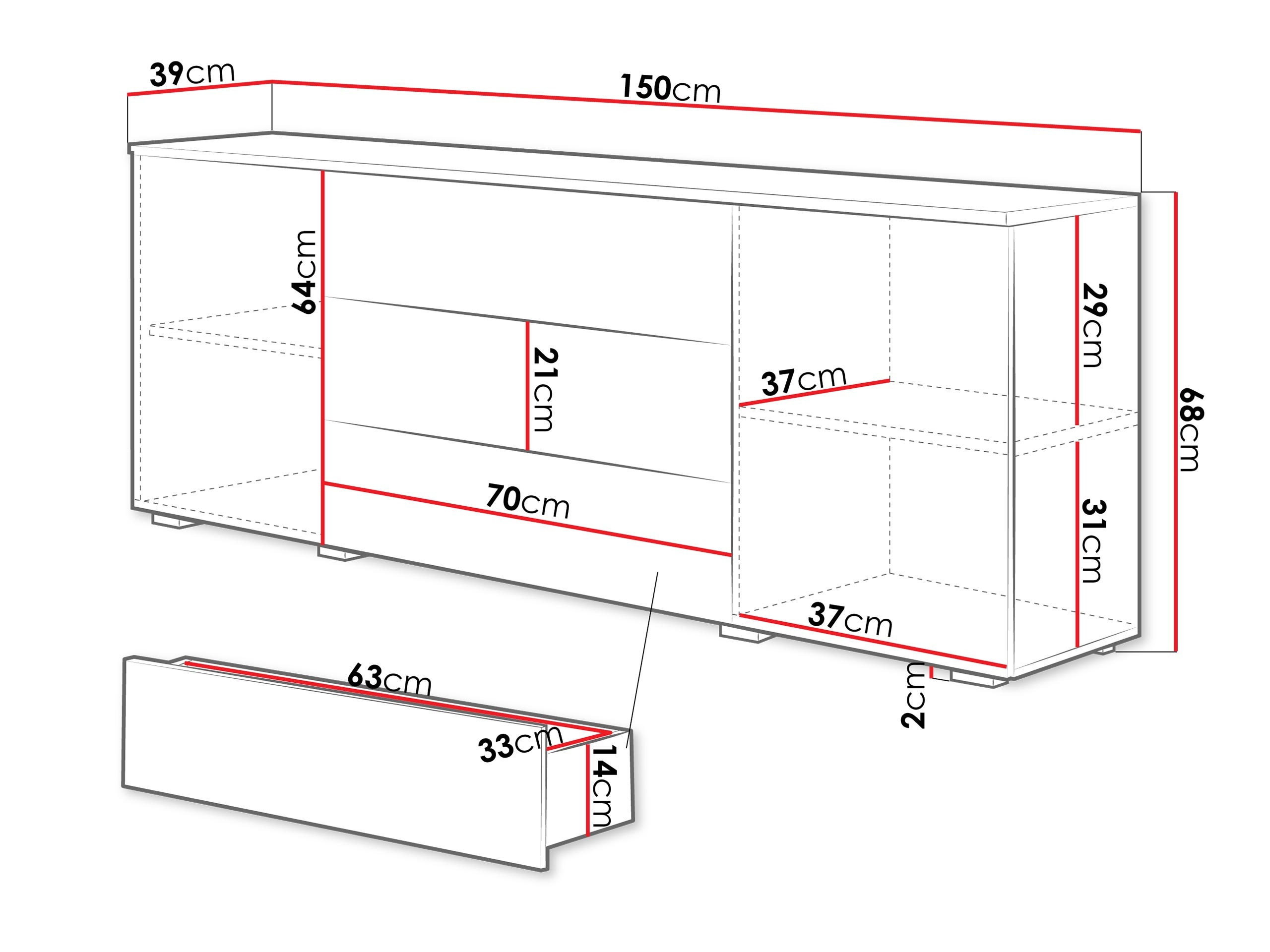 Commode Sarasota 129 (Matera gris + Châtaigne)
