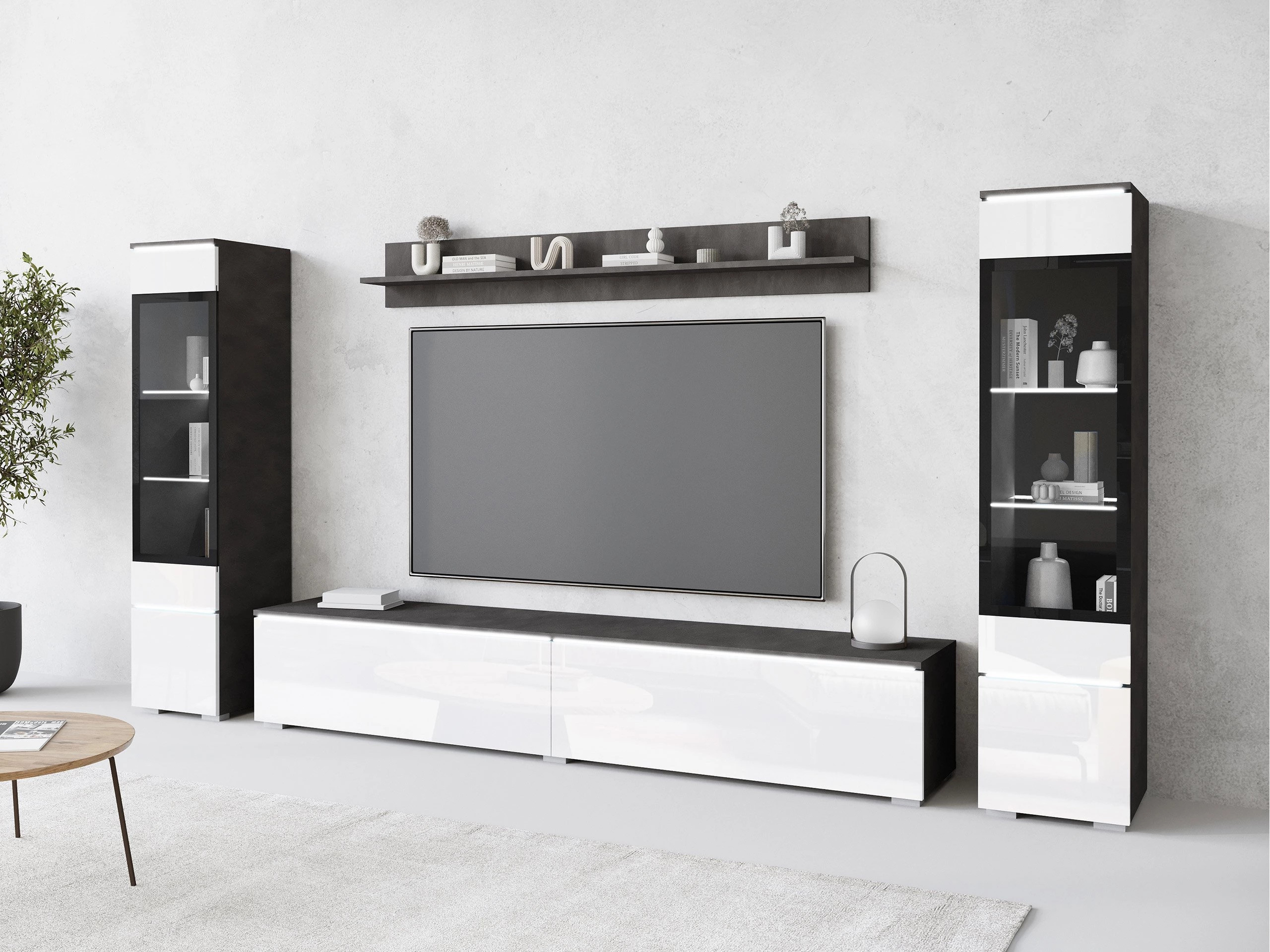 Ensemble de salon Sarasota 126 (Matera gris + Blanc brillant)