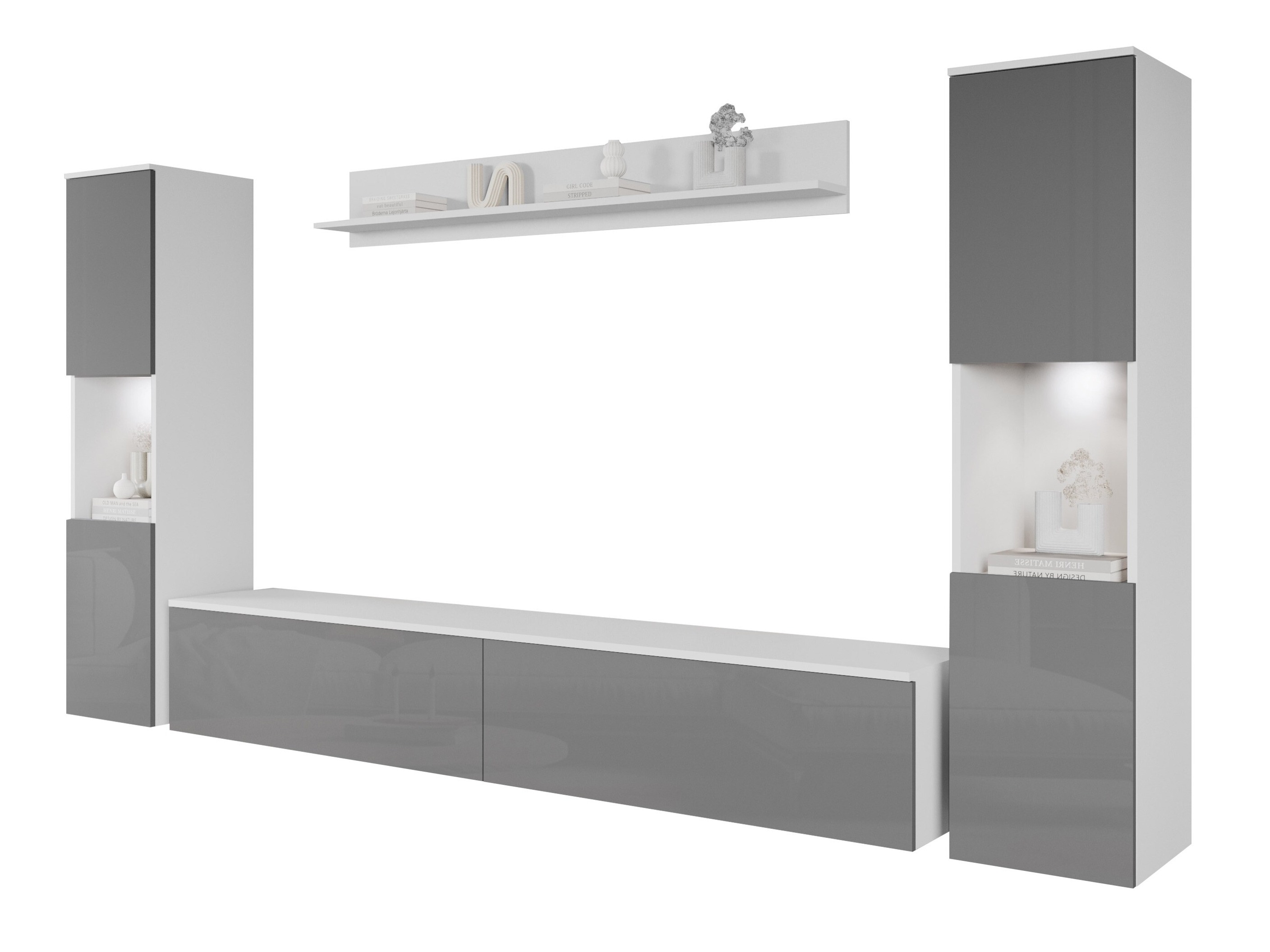 Ensemble de salon Sarasota 131 (Blanc + Gris brillant)