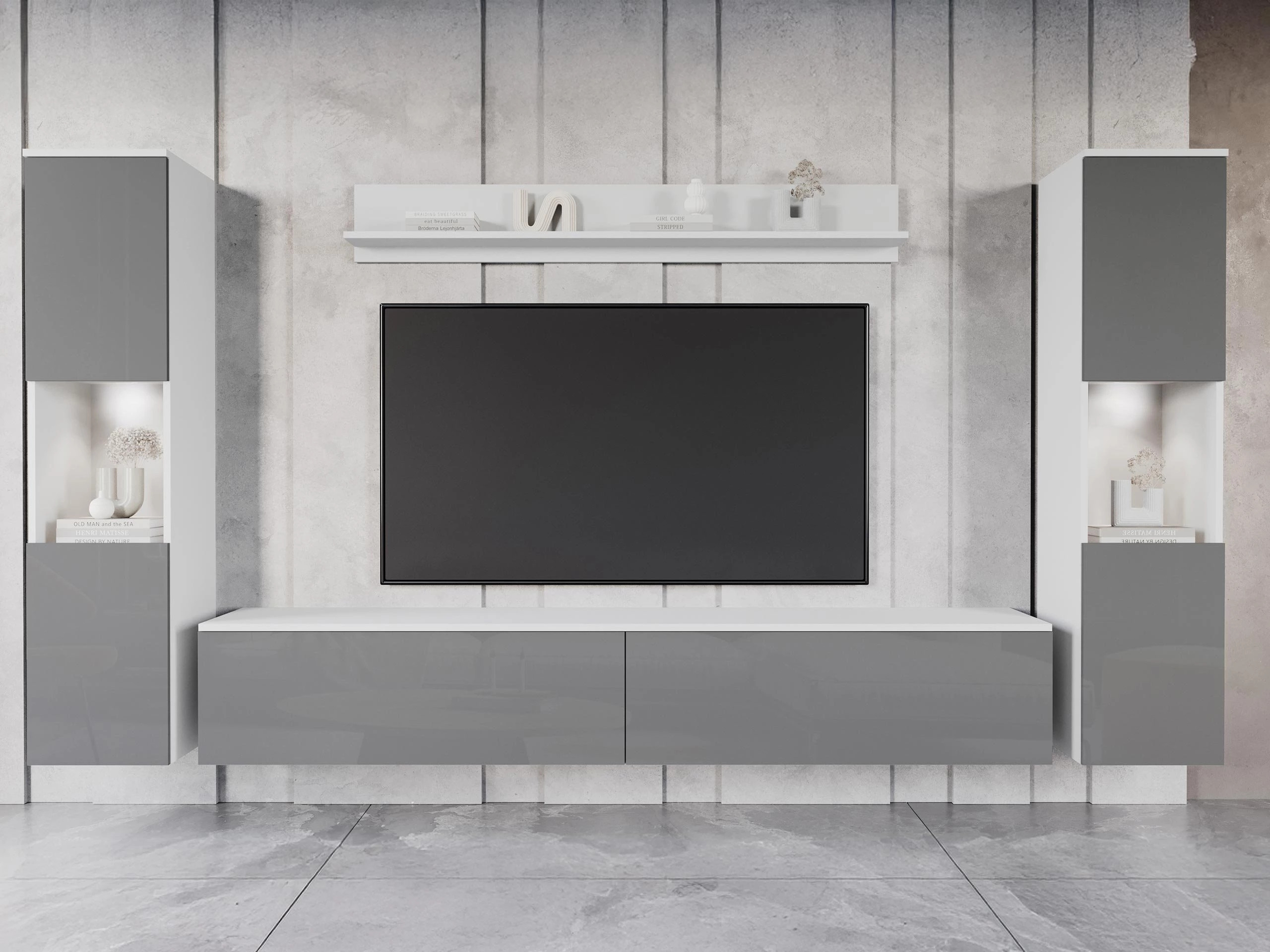 Ensemble de salon Sarasota 131 (Blanc + Gris brillant)