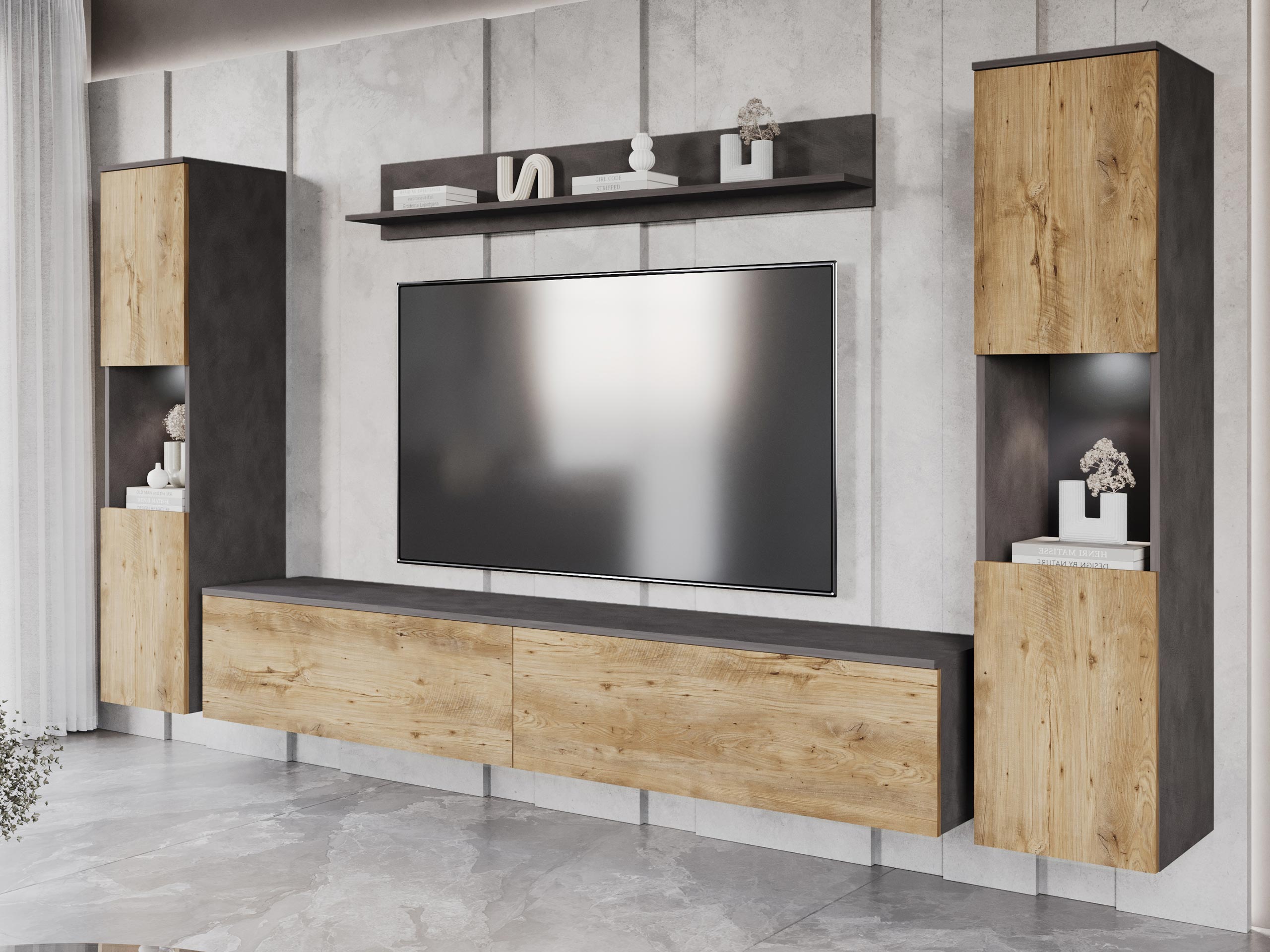 Ensemble de salon Sarasota 131 (Matera gris + Châtaigne)