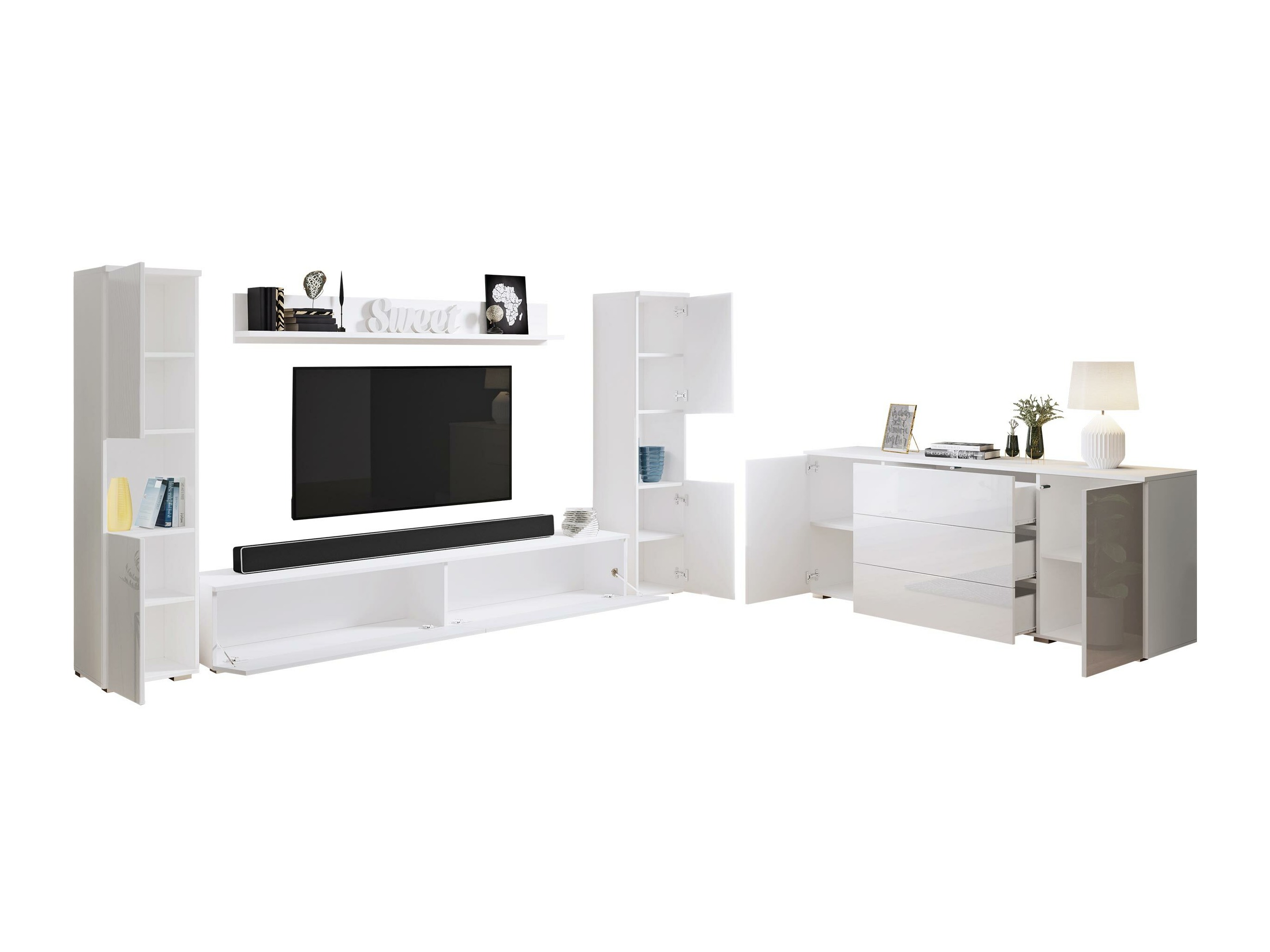 Ensemble de salon Sarasota 133 (Blanc + Blanc brillant)