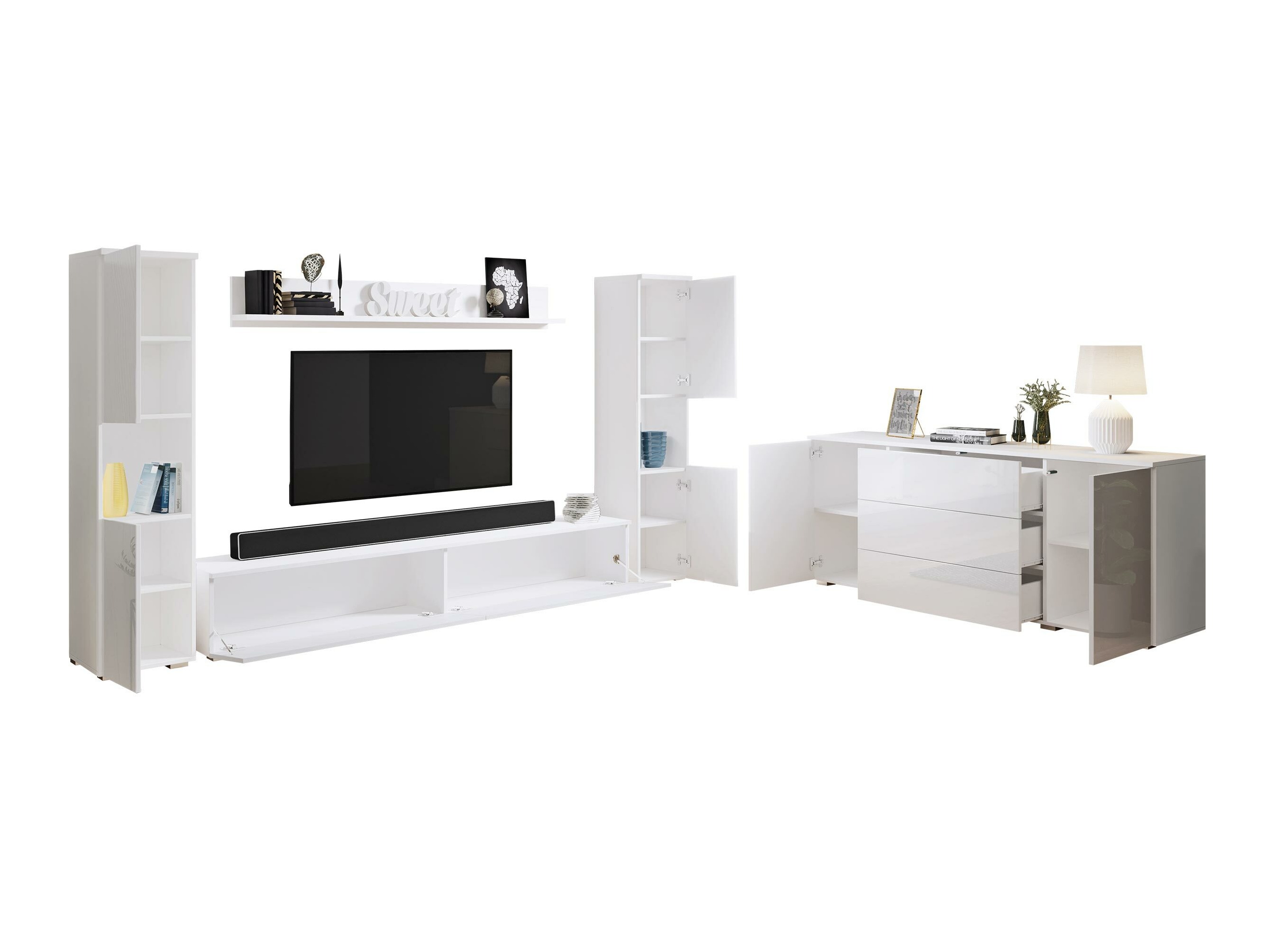 Ensemble de salon Sarasota 133 (Blanc + Blanc brillant)