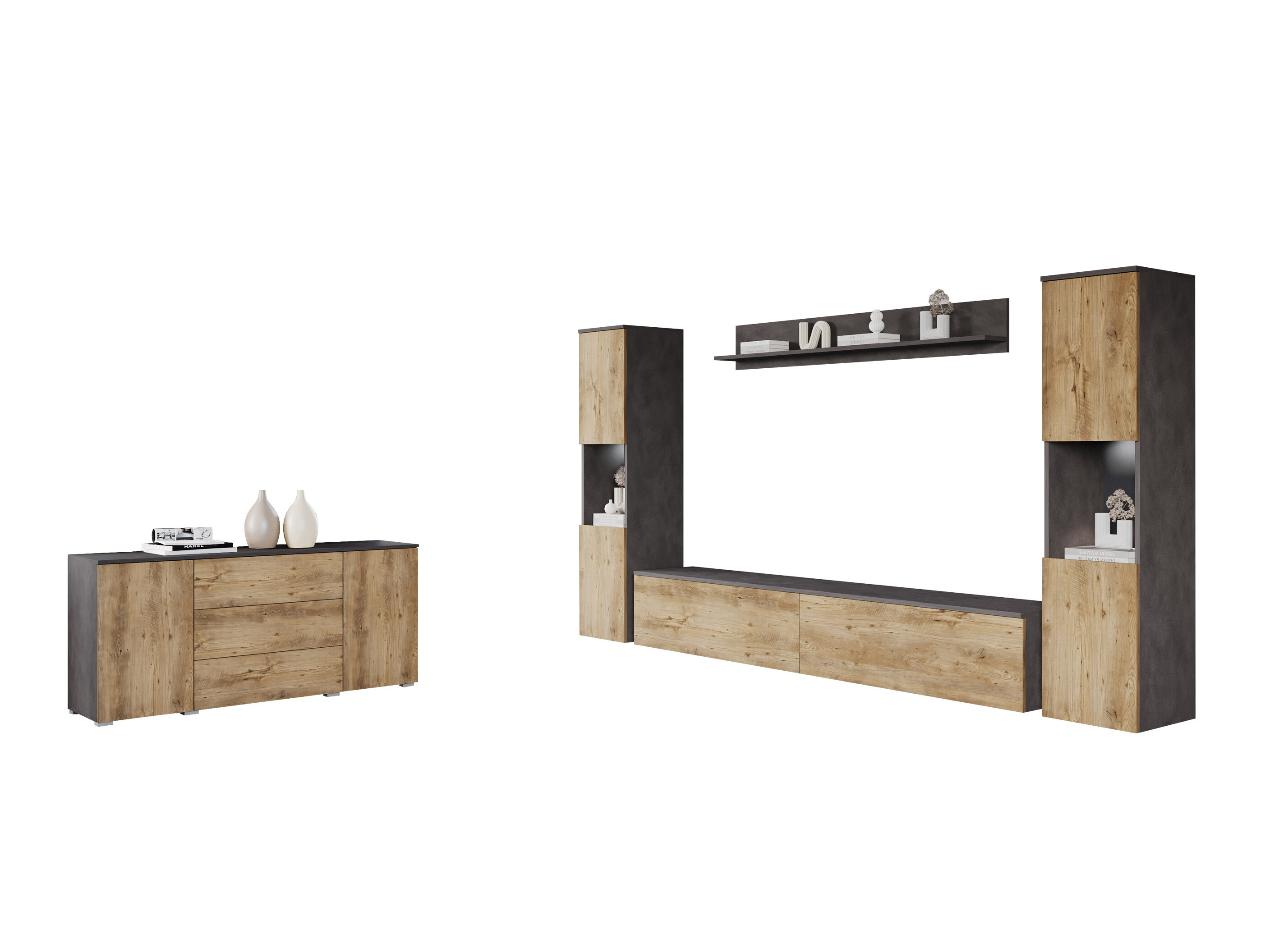 Ensemble de salon Sarasota 133 (Matera gris + Châtaigne)