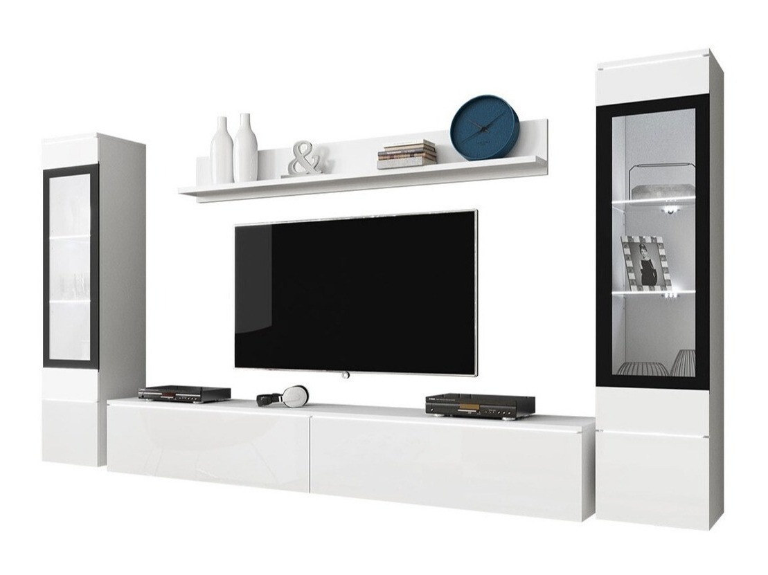 Ensemble de salon Mirfivo 101 (Blanc + Blanc brillant)
