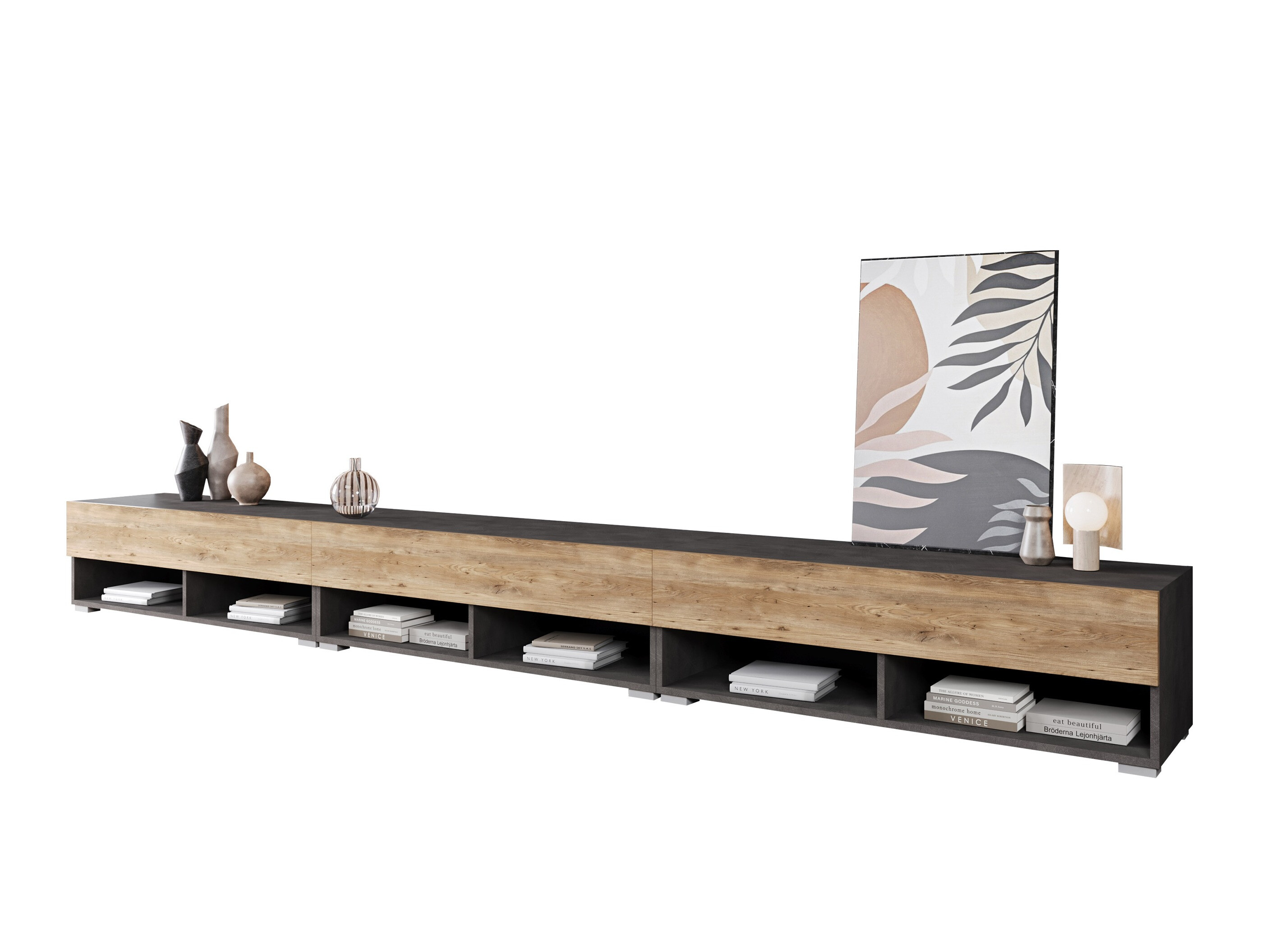 Meuble TV Sarasota 144 (Matera gris + Châtaigne)