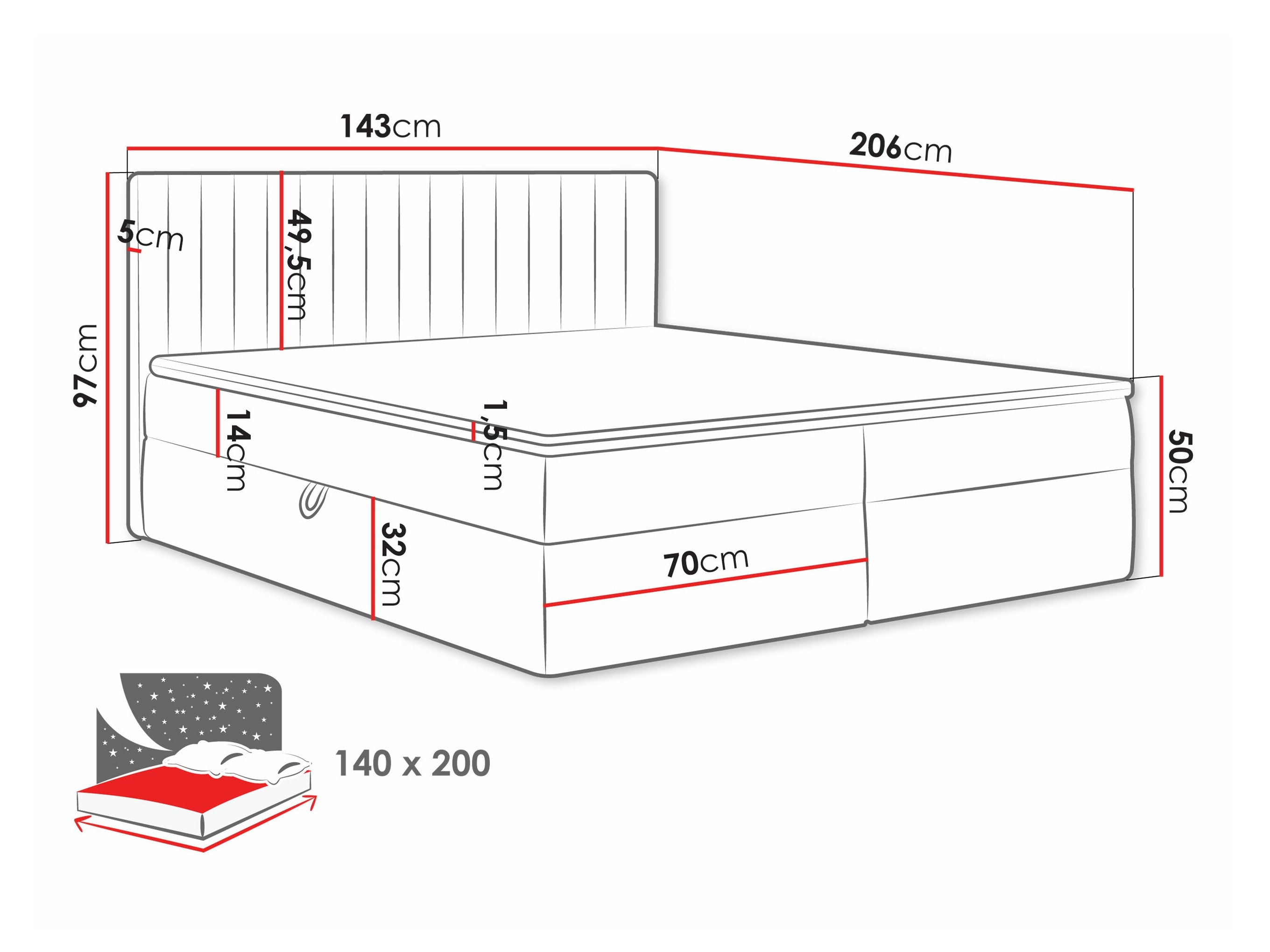 Lit boxspring Comfivo Apis I (Manila 16)