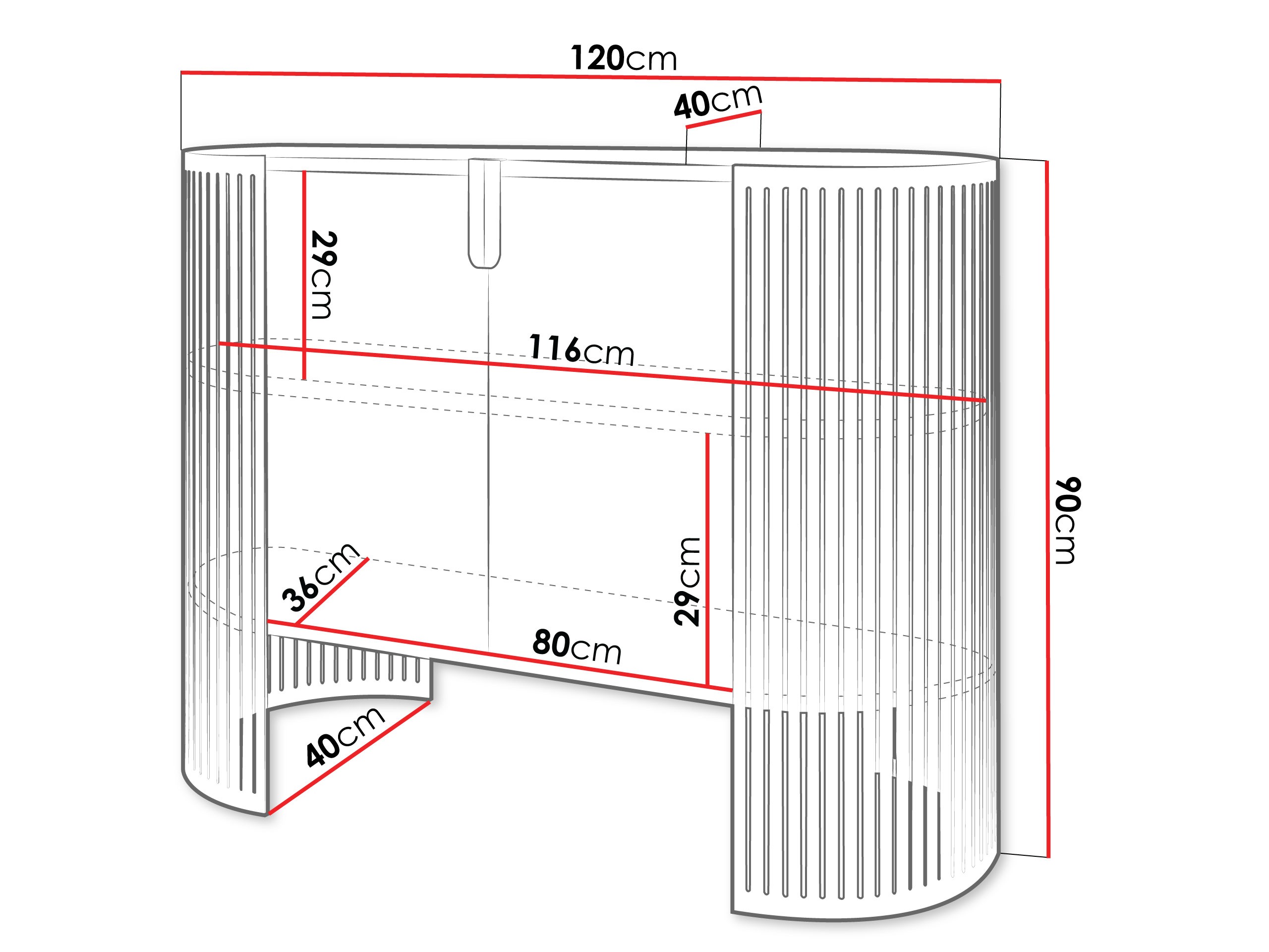 Buffet Sordore 130 (Rose + Blanc)