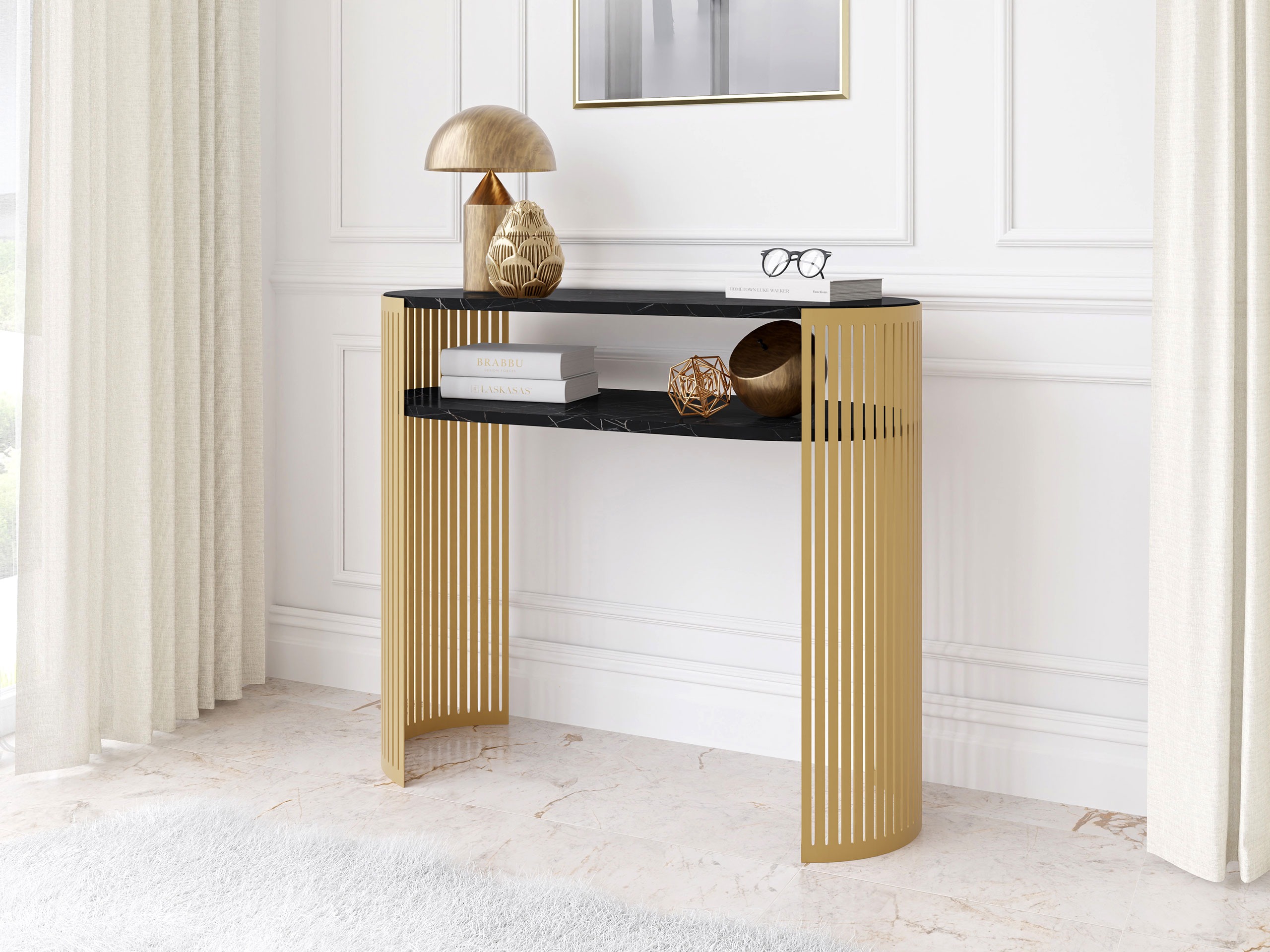 Console Civer II (Doré + Marbre noir)