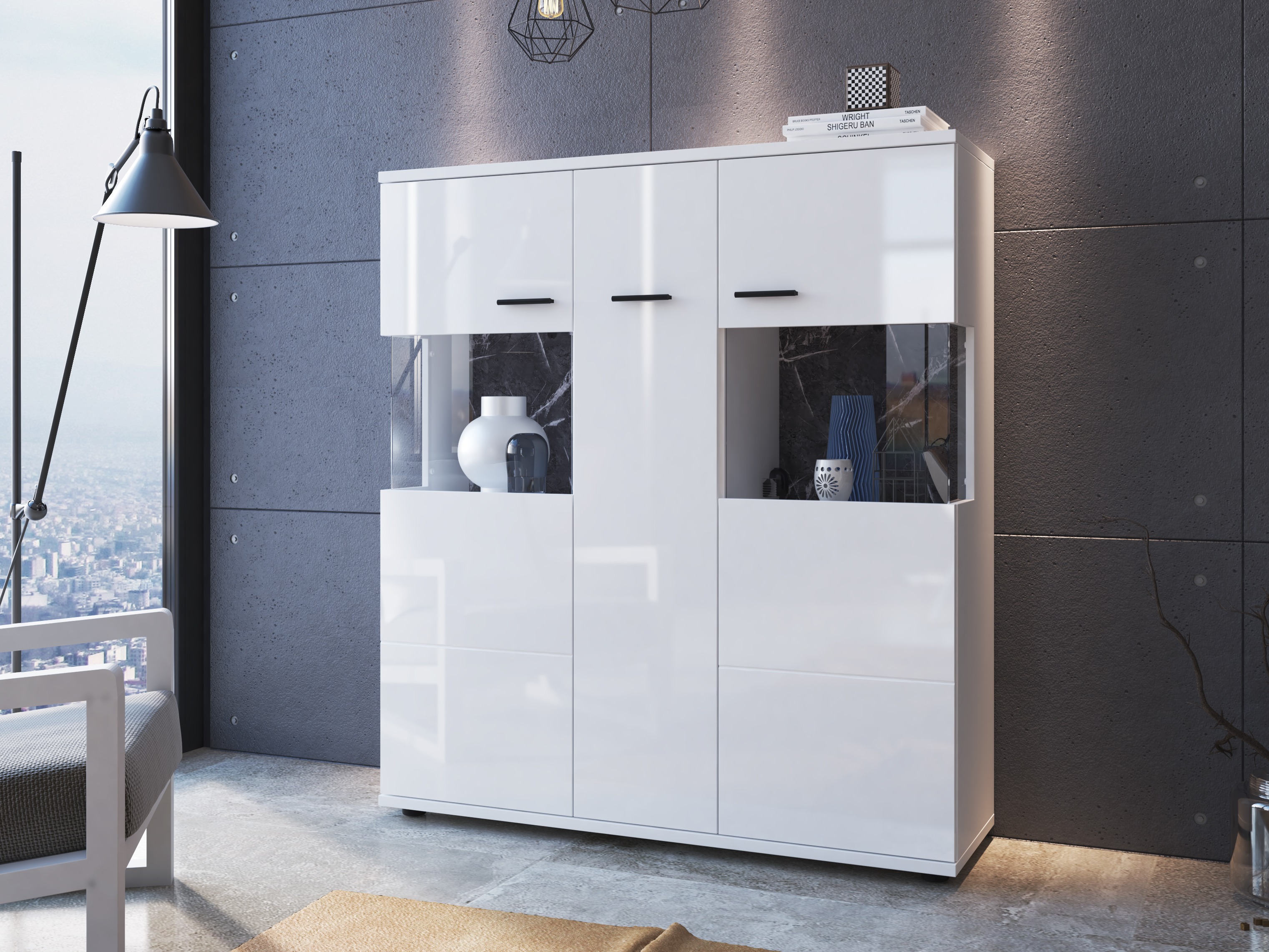 Étagère Ontario 169 (Blanc brillant + Blanc)