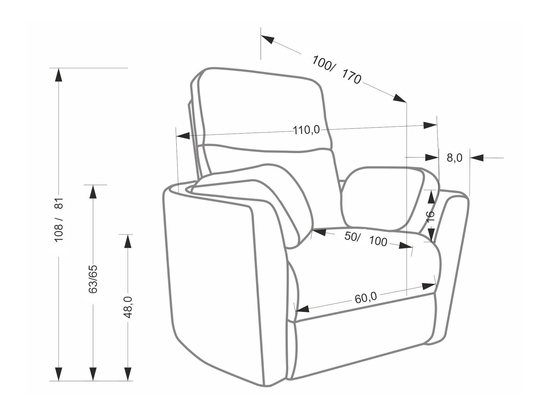 Fauteuil inclinable Houston Sol (Menthe claire)