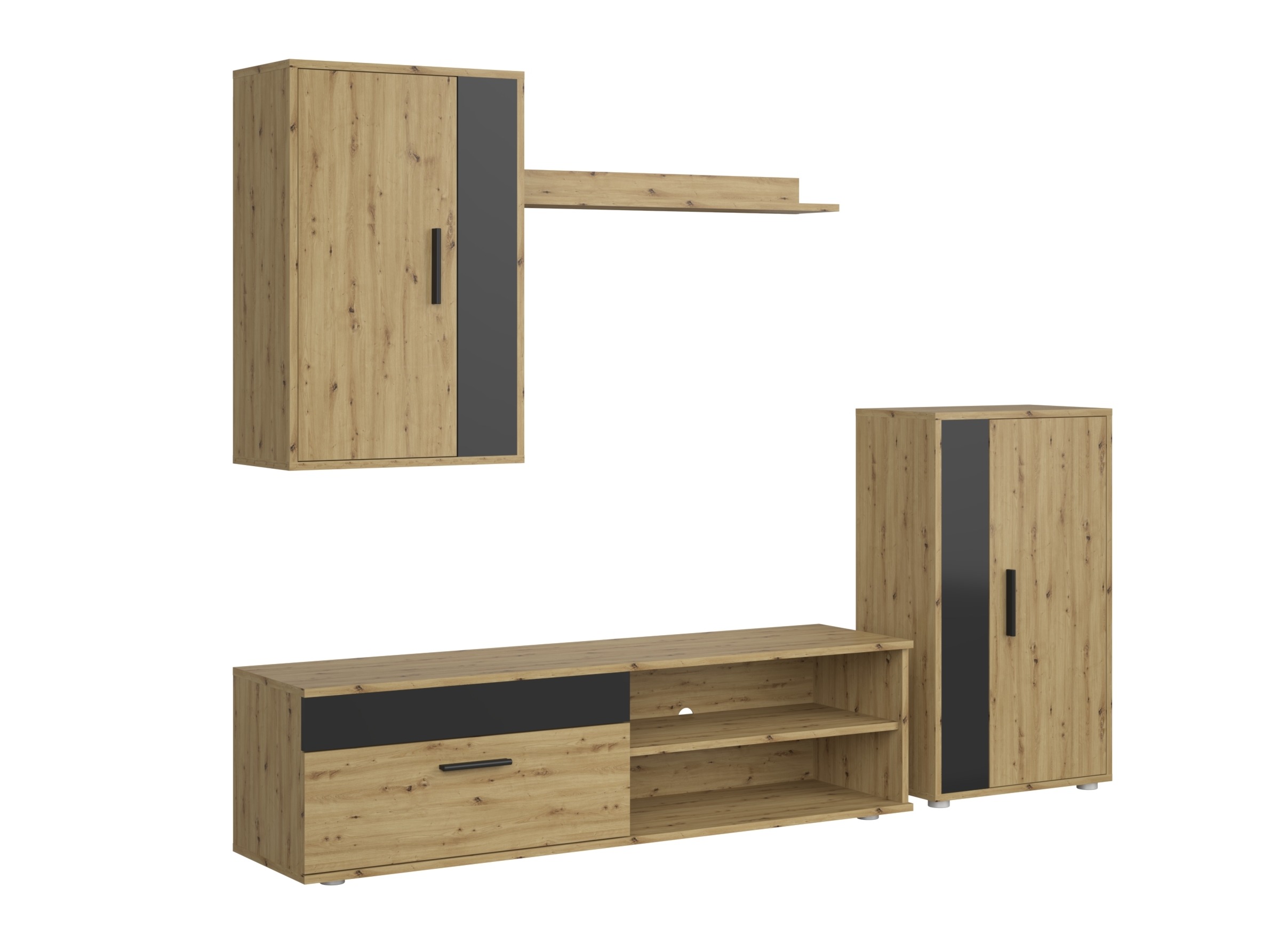 Ensemble de salon Houston 2087 (Noir + Chêne Artisan)