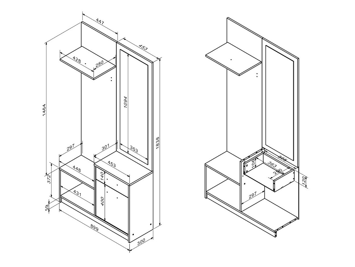 Meuble d'entrée Houston 2084 (Chêne Artisan + Cachemire)