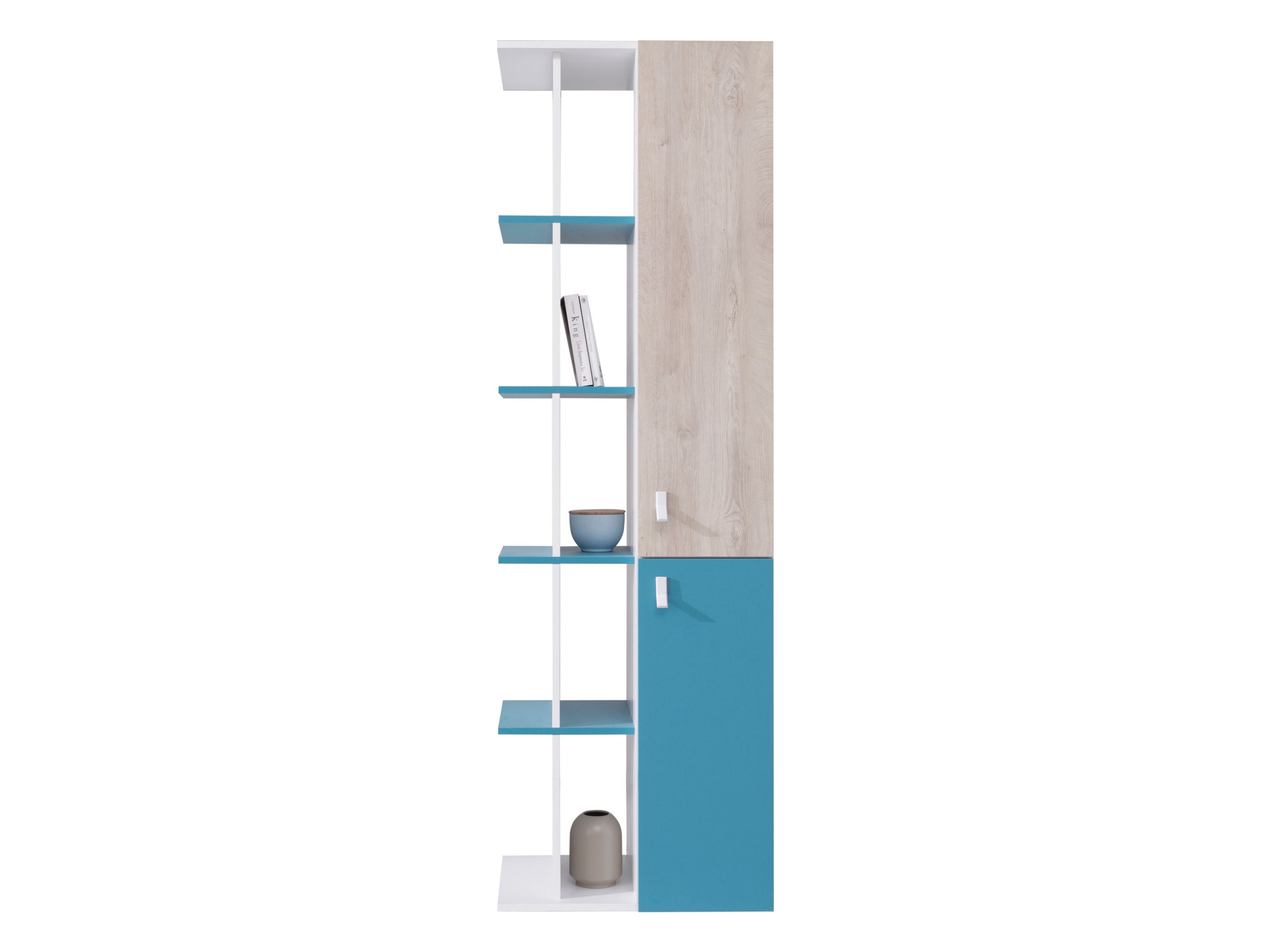 Étagère Camteso 103 (Blanc + Chêne + Turquoise)