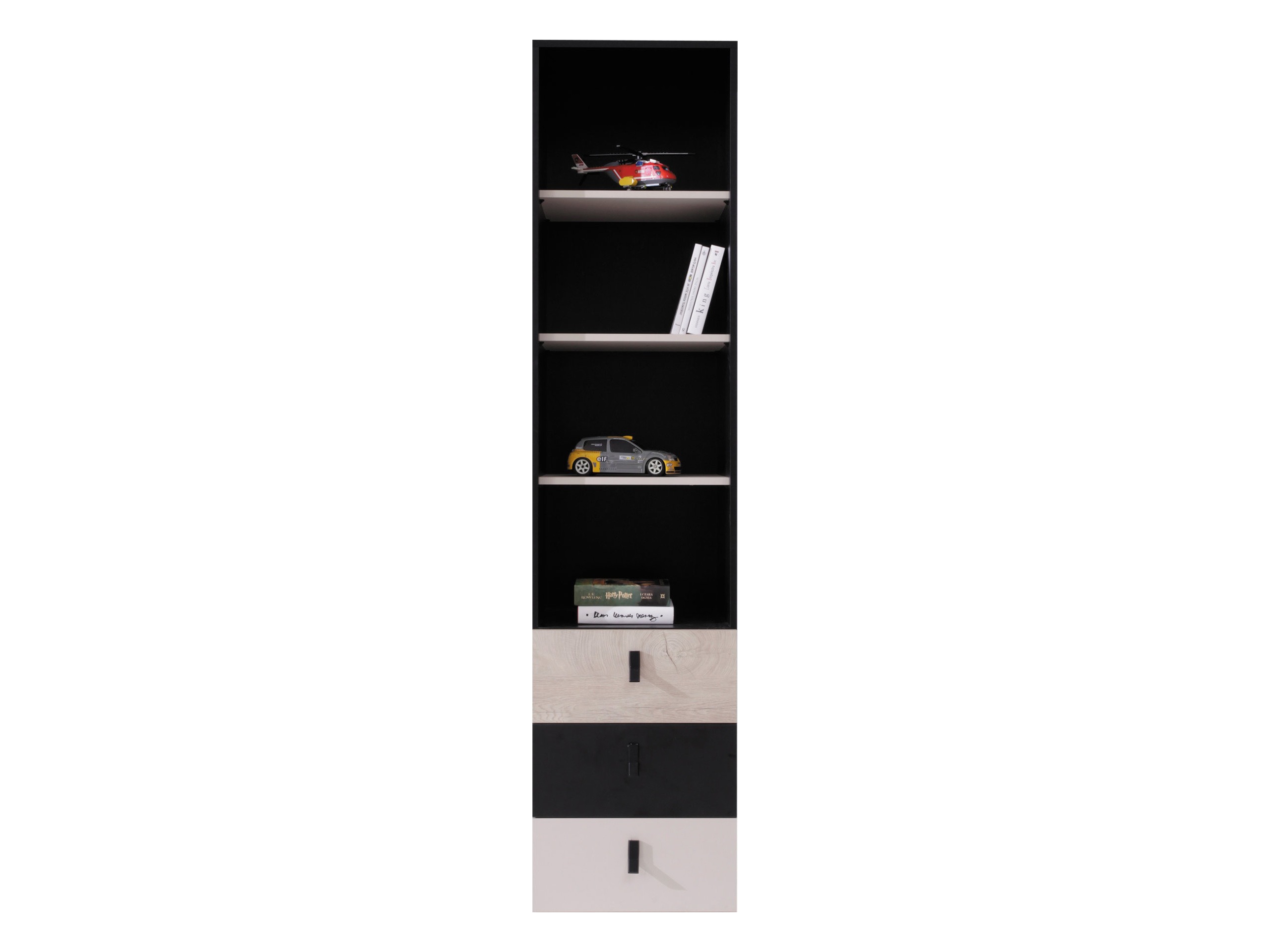 Étagère Camteso 104 (Noir + Chêne + Beige)