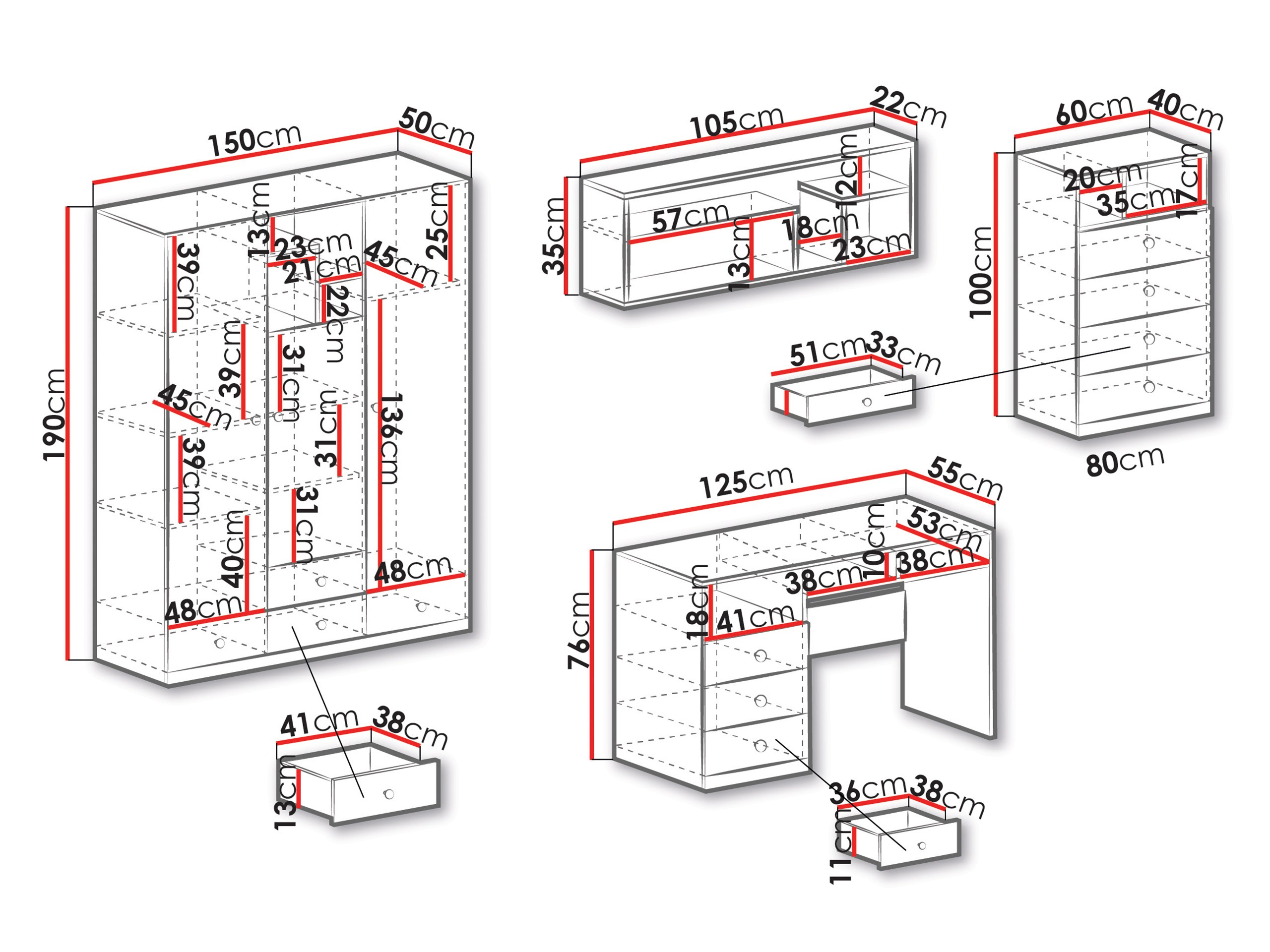Ensemble de meubles Tesmonu 115