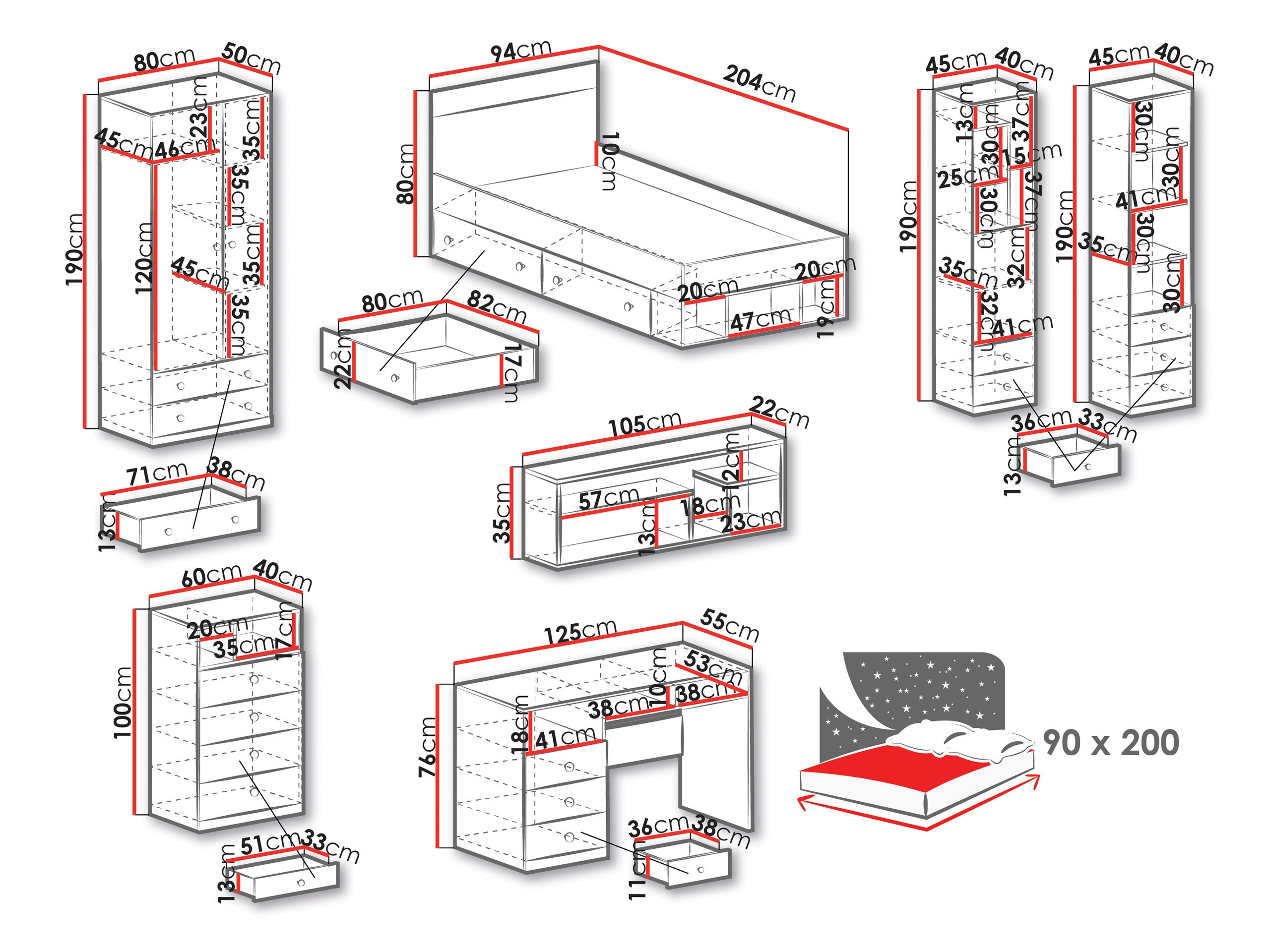 Ensemble de meubles Tesmonu 118