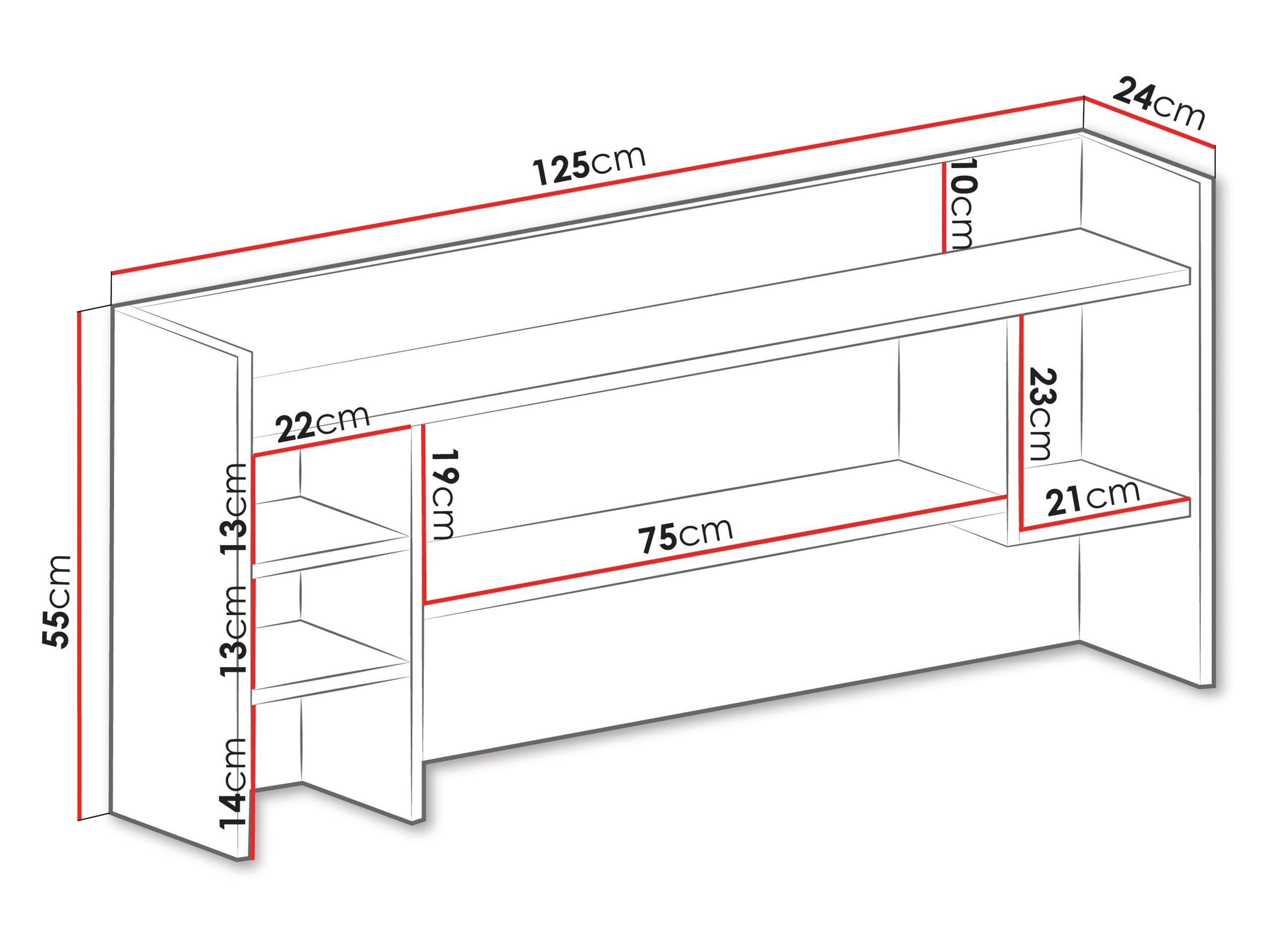 Étagère murale Camteso 109 (Blanc + Chêne + Turquoise)