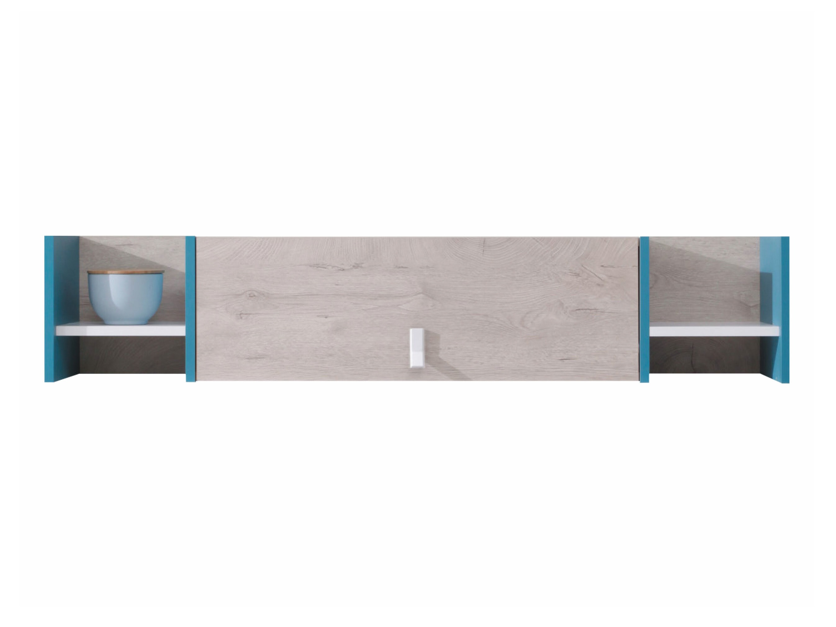 Étagère murale Camteso 110 (Blanc + Chêne + Turquoise)