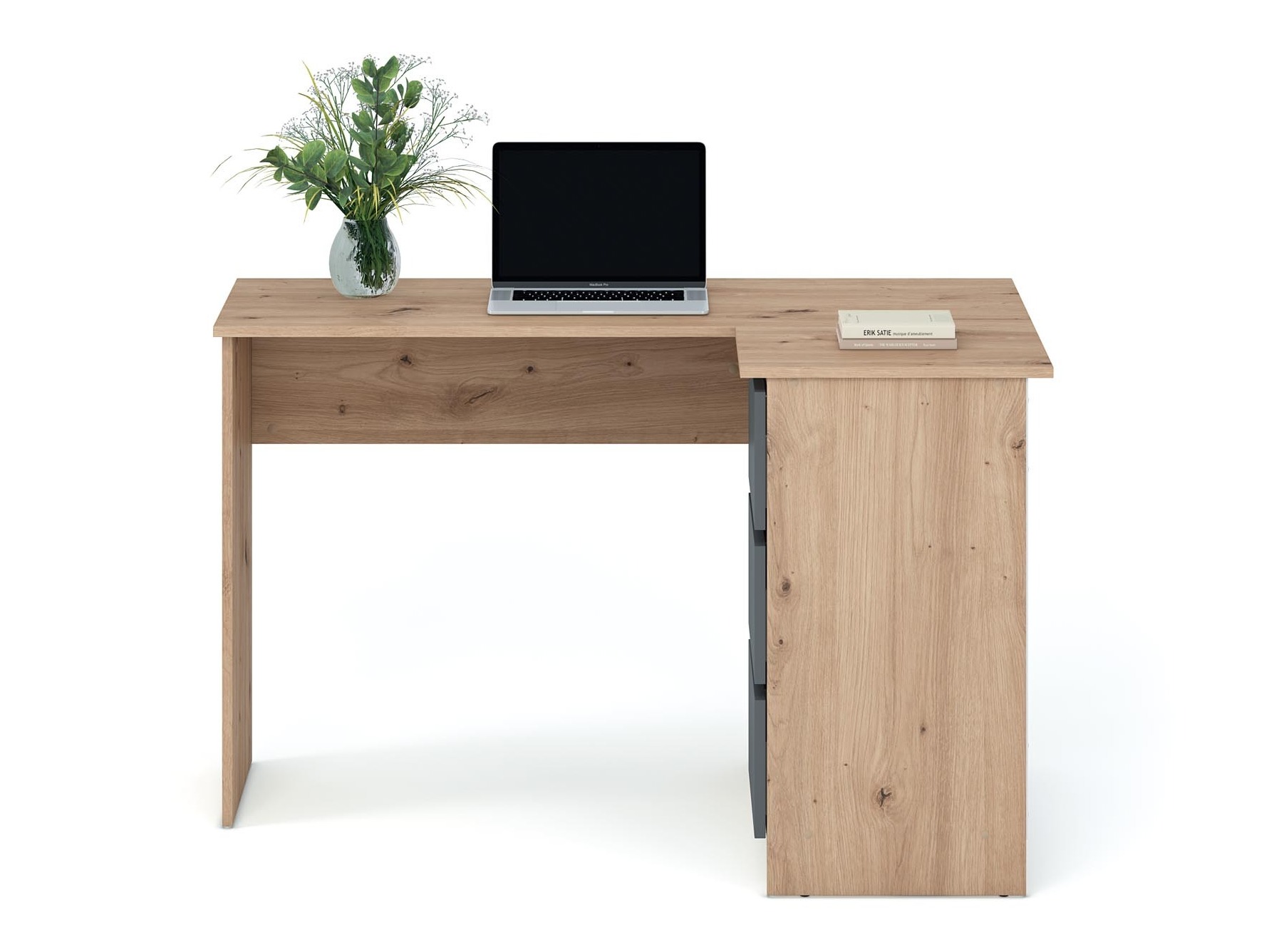 Bureau d'angle Houston 1950 (Graphite + Chêne Artisan)