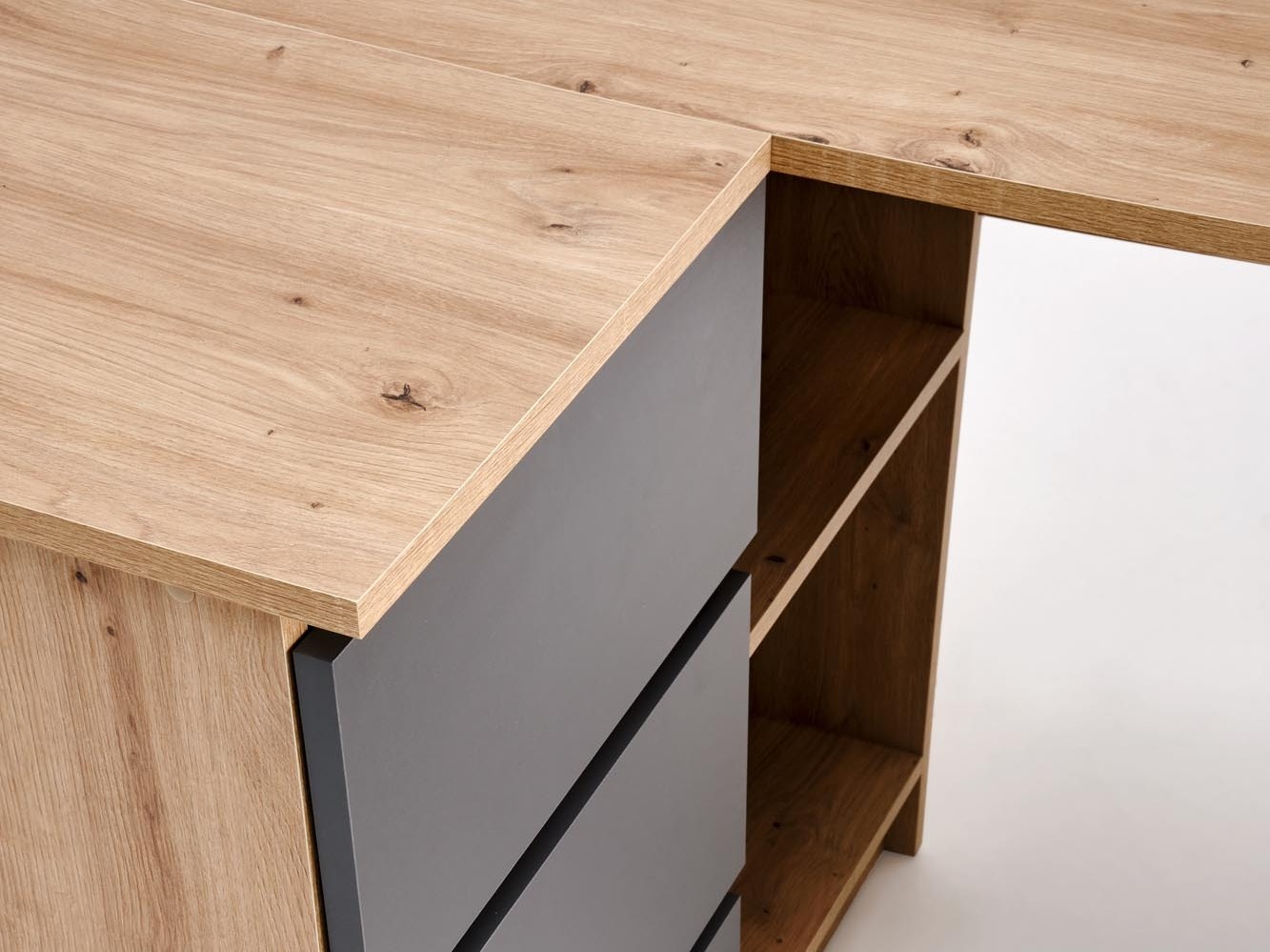 Bureau d'angle Houston 1950 (Graphite + Chêne Artisan)