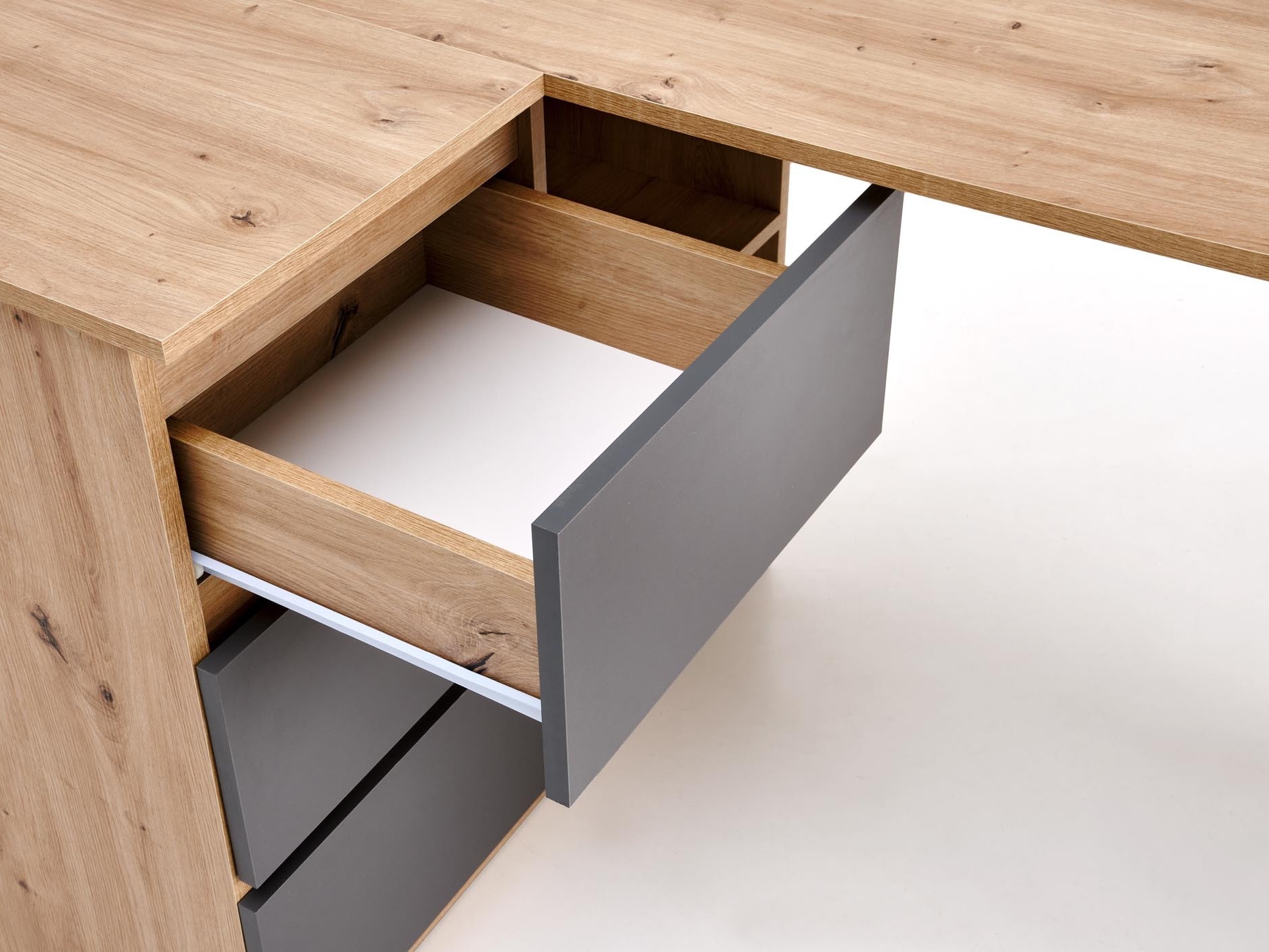 Bureau d'angle Houston 1950 (Graphite + Chêne Artisan)