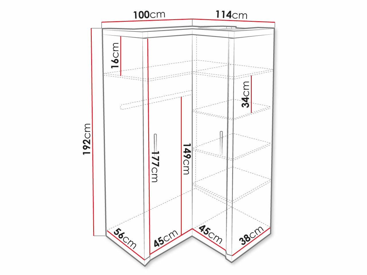 Armoire d'angle Lorelie 119 (Truffe chêne)