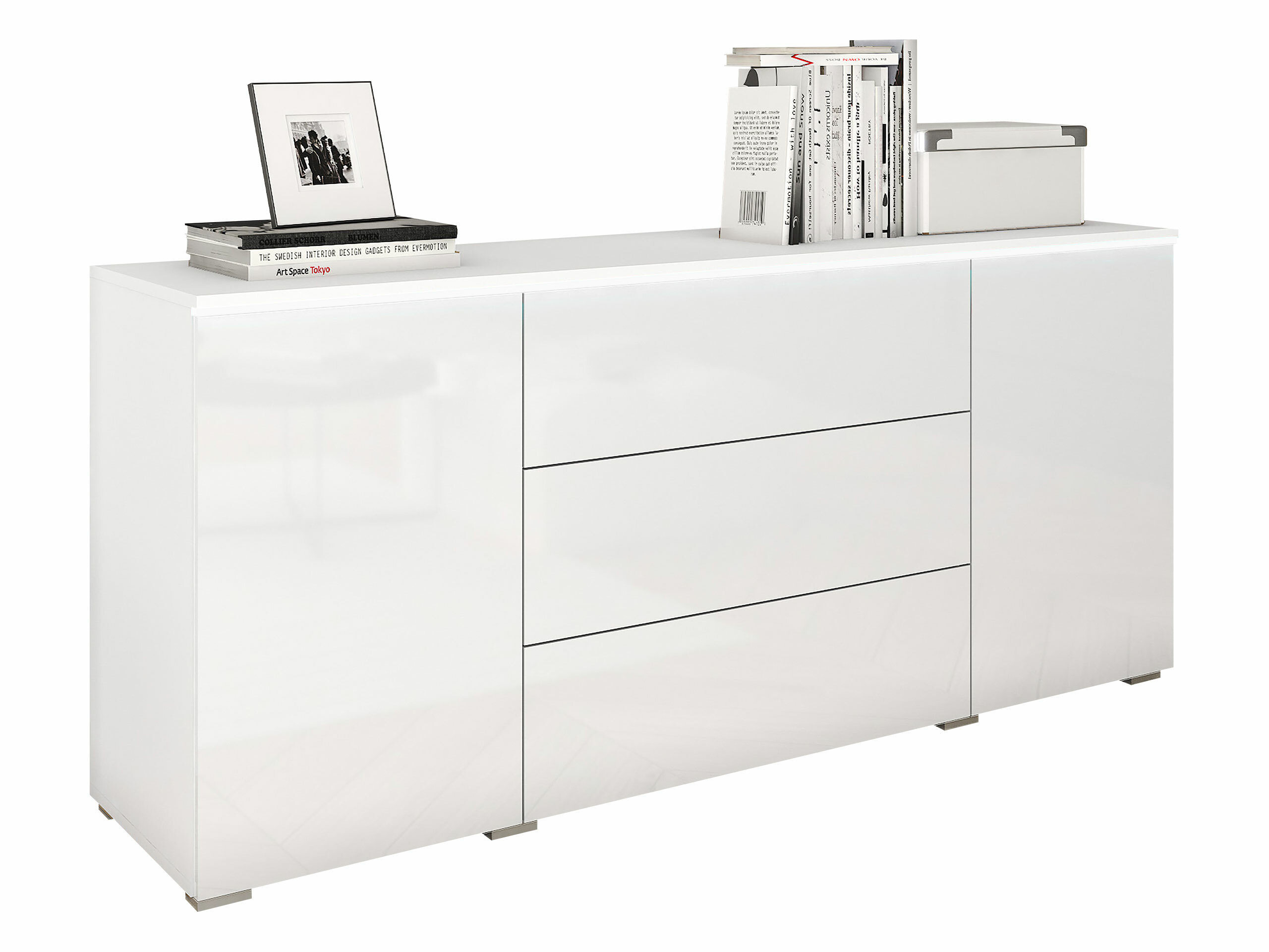 Commode Sarasota 142 (Blanc + Blanc brillant)