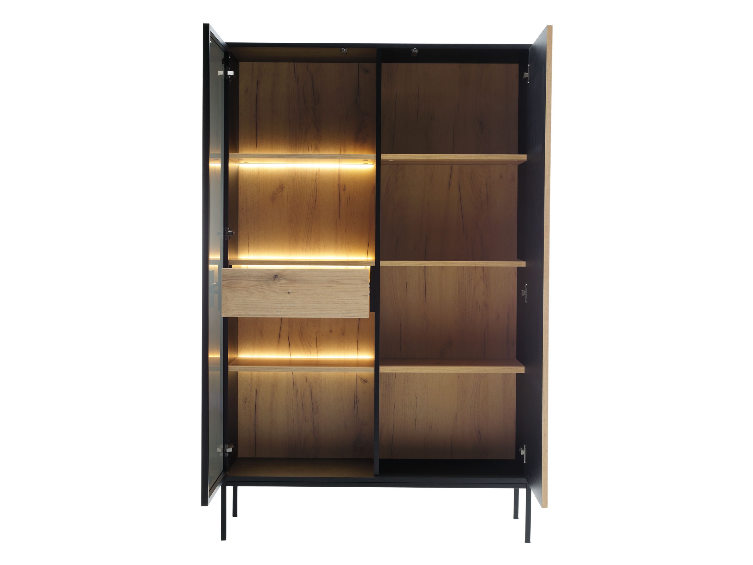 Ensemble de salon Manal (Noir + Chêne wotan)