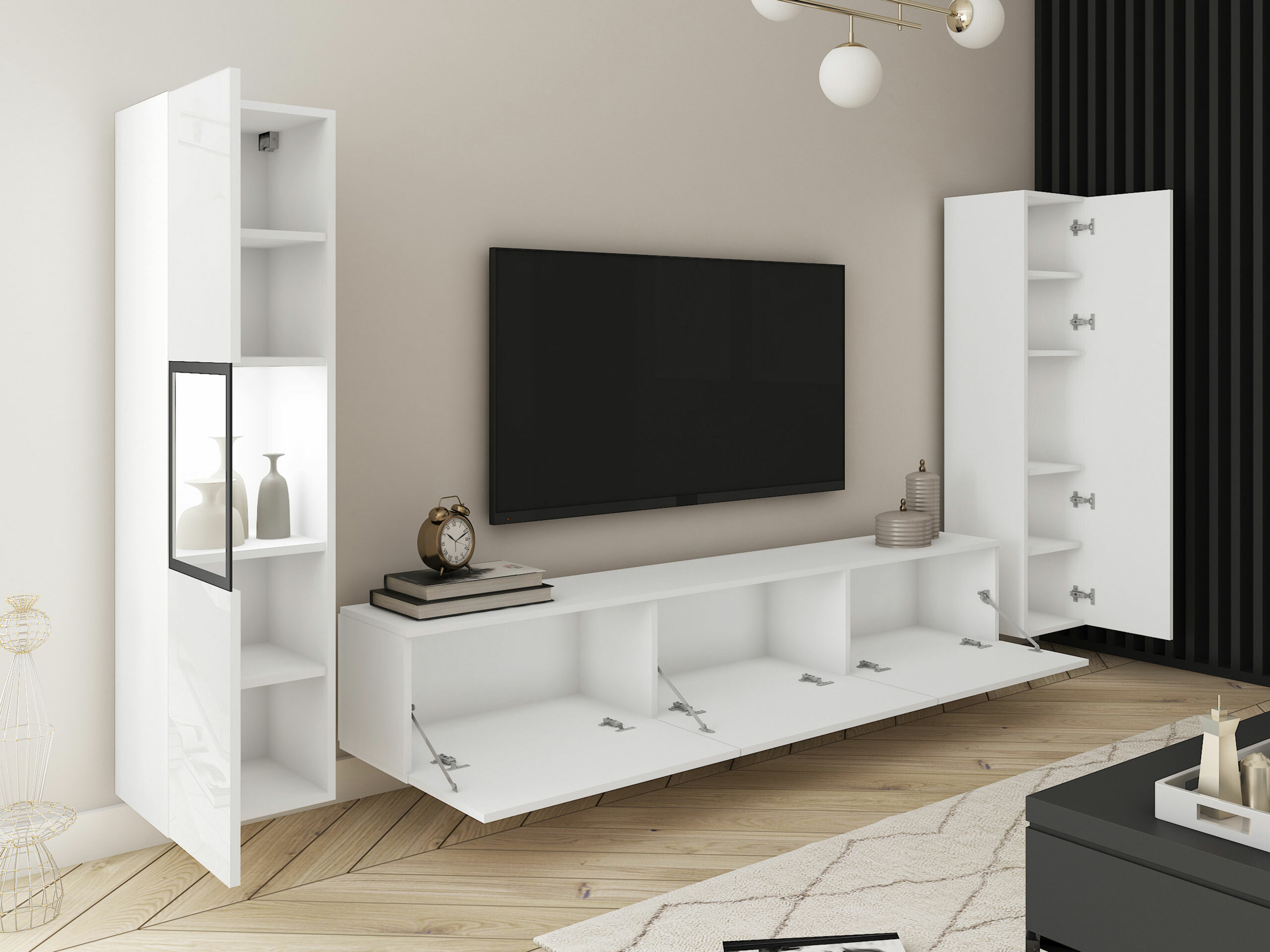Ensemble de salon Sarasota 193 (Blanc + Blanc brillant)