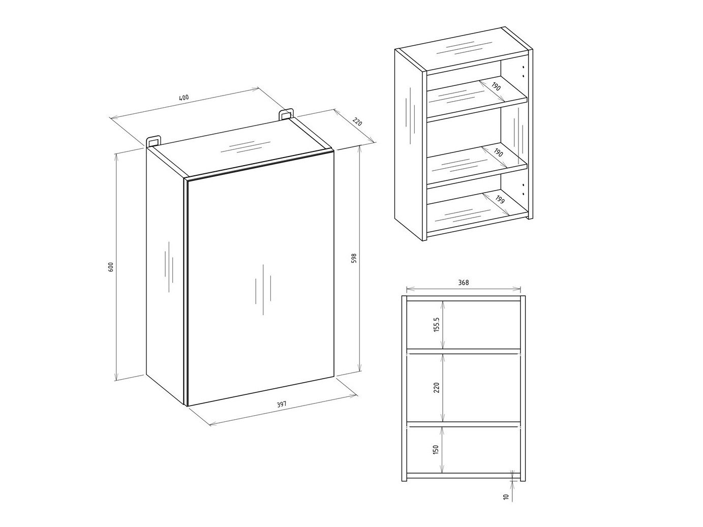 Armoire à miroir de salle de bains Balelbo 100 (Chêne Artisan)