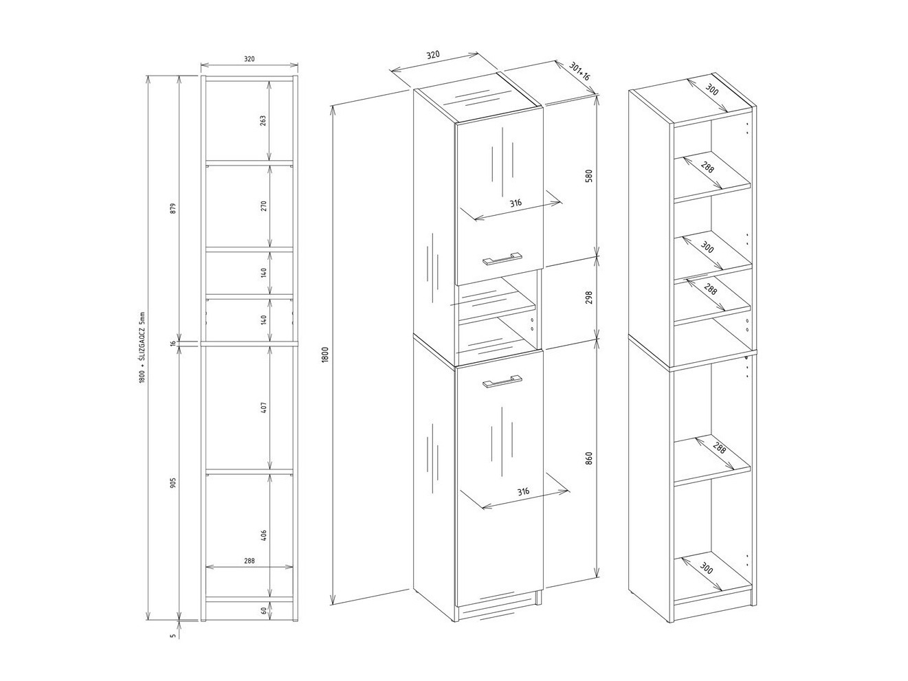 Armoire de bain à poser Mandeville 152 (Blanc)
