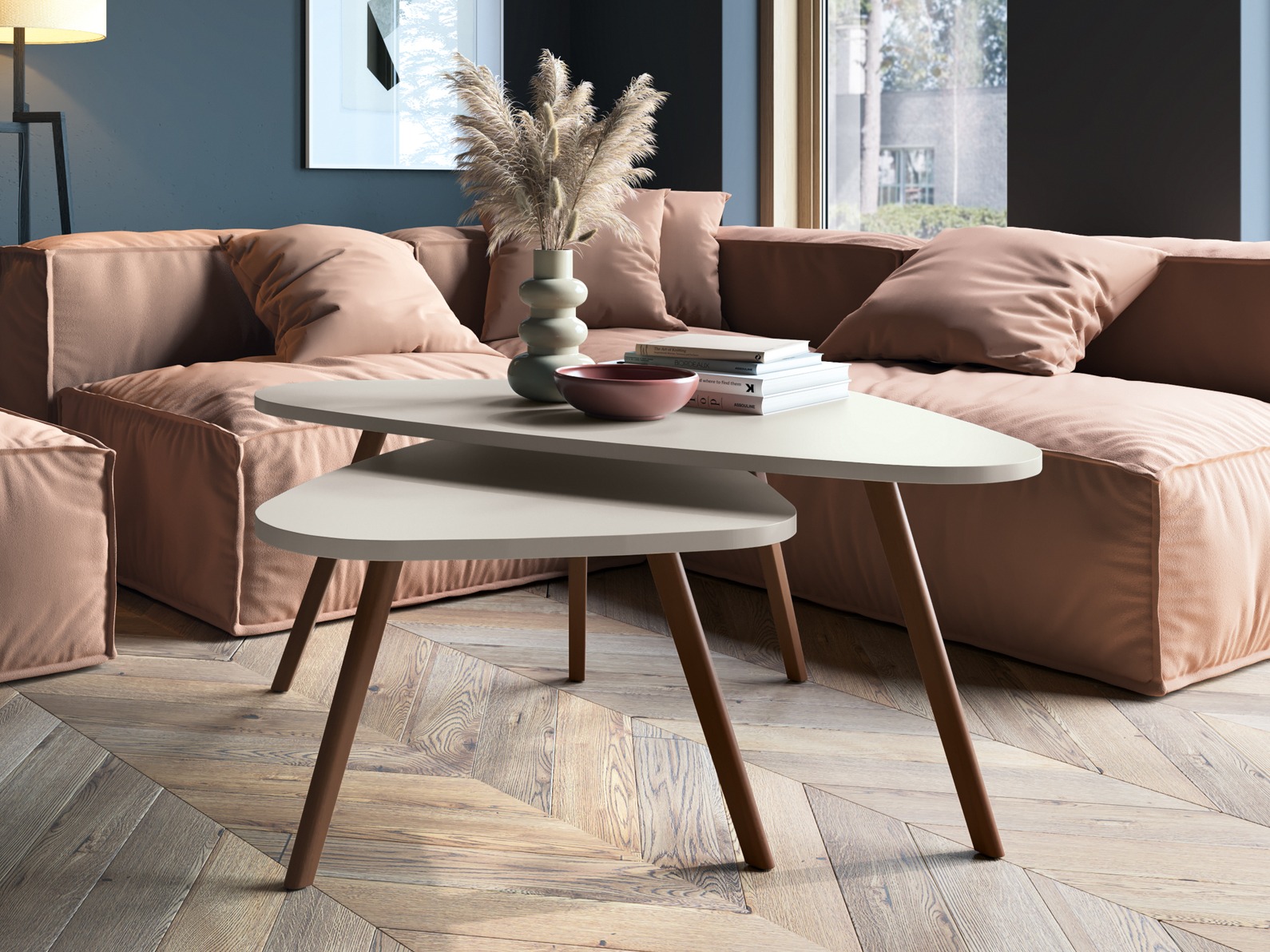 Ensemble tables basses Ontario 202 (Blanc + Chêne)