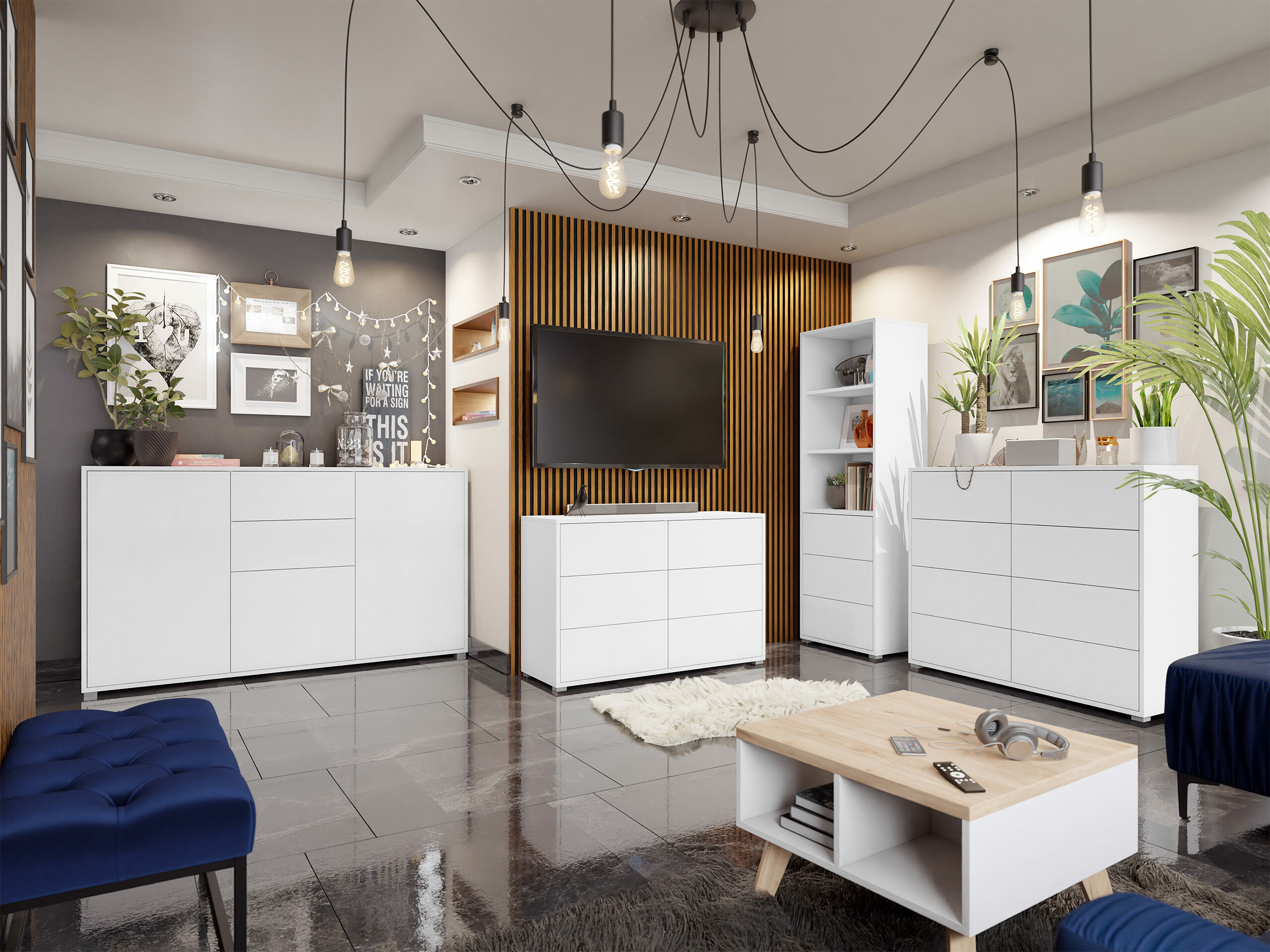 Ensemble de salon Comfivo Tutela II (Blanc)