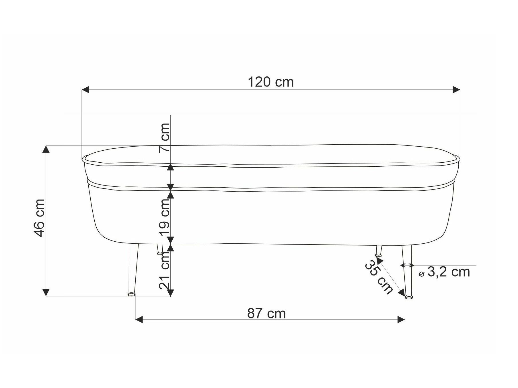 Banc rembourré Houston 1446