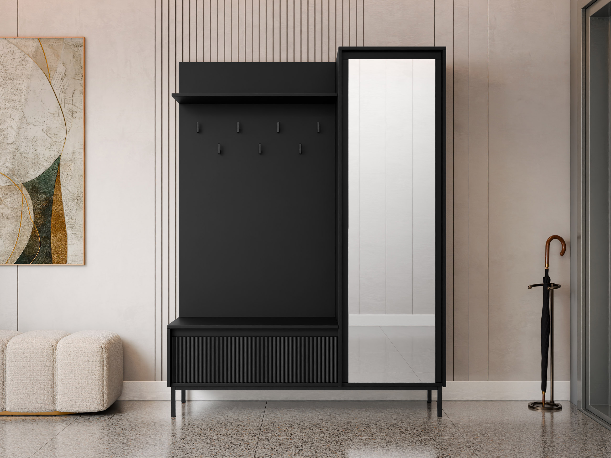 Meuble d'entrée Comfivo Delruva (Noir)