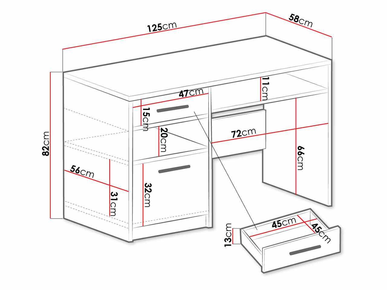 Bureau Dortivu (Blanc)