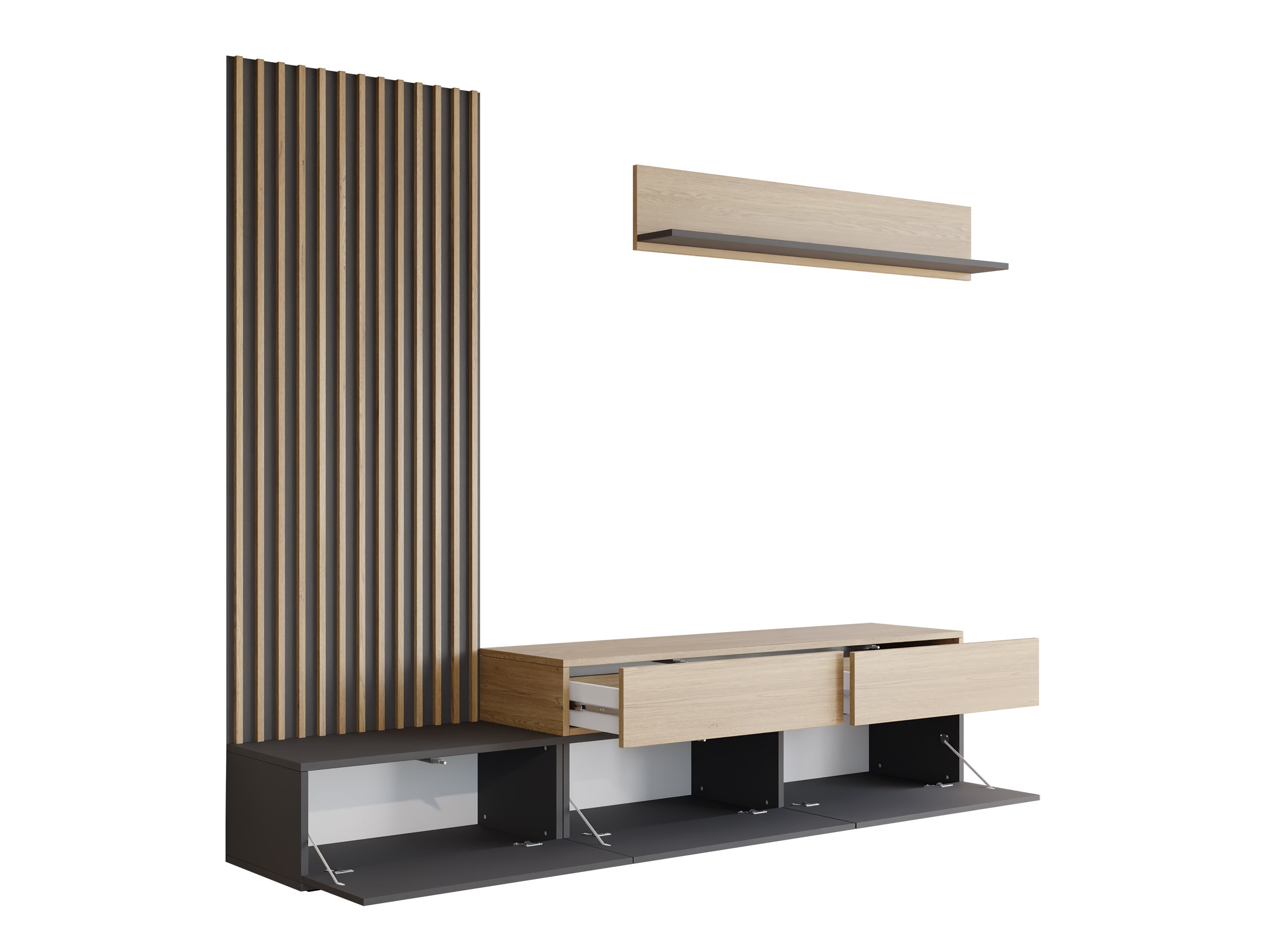 Ensemble de salon Comfivo Munium I (Graphite + Chêne)