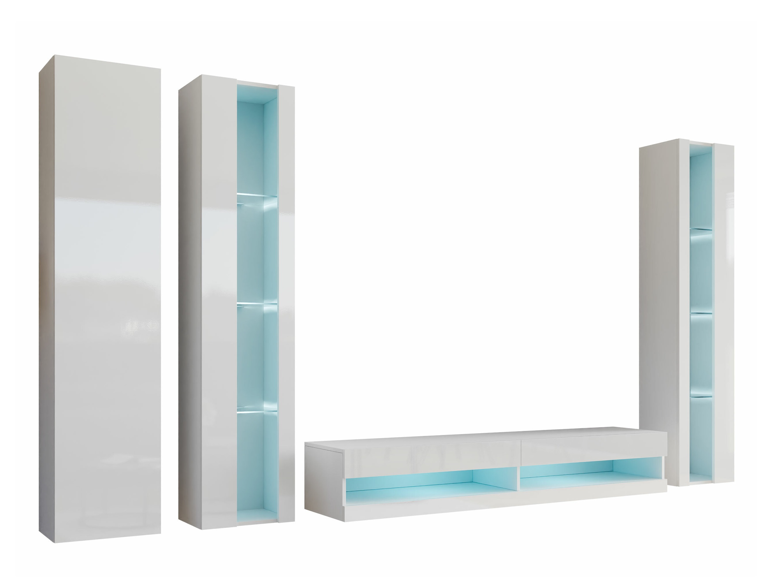 Ensemble de salon Venenou 116 (Blanc + Blanc brillant)