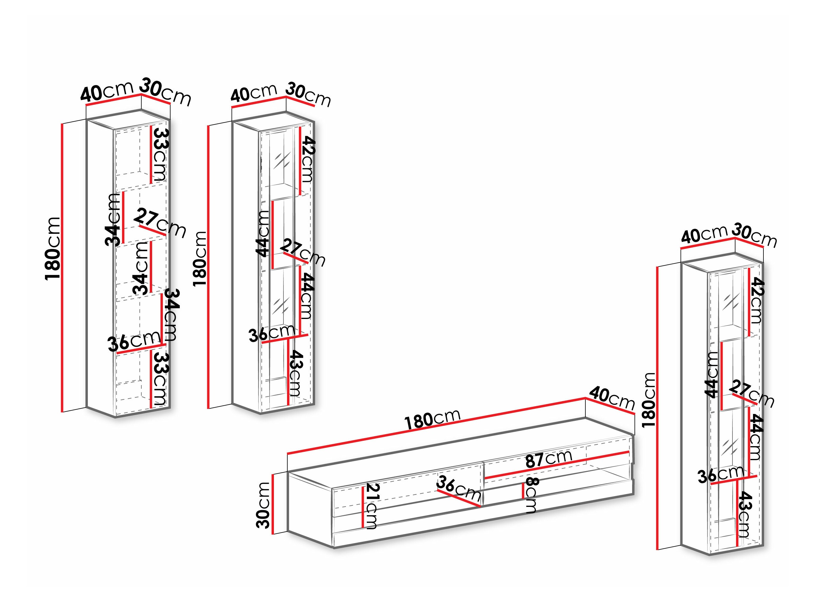 Ensemble de salon Venenou 116 (Blanc + Blanc brillant)