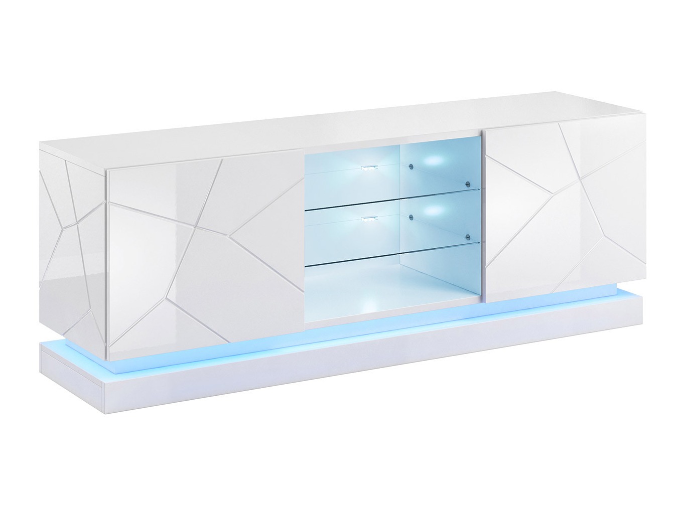 Meuble TV Charlotte 127 (Blanc + Blanc brillant)