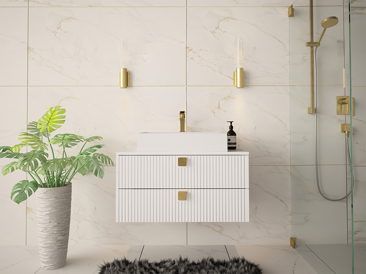 Armoire de salle de bains murale pour lavabo Orlvera 102 (Blanc)