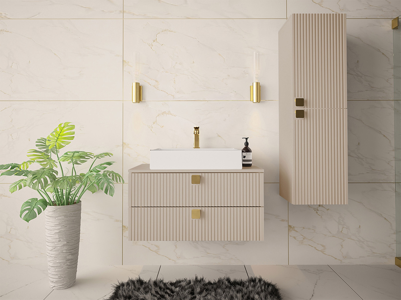 Ensemble de salle de bain Panium (Brun clair)
