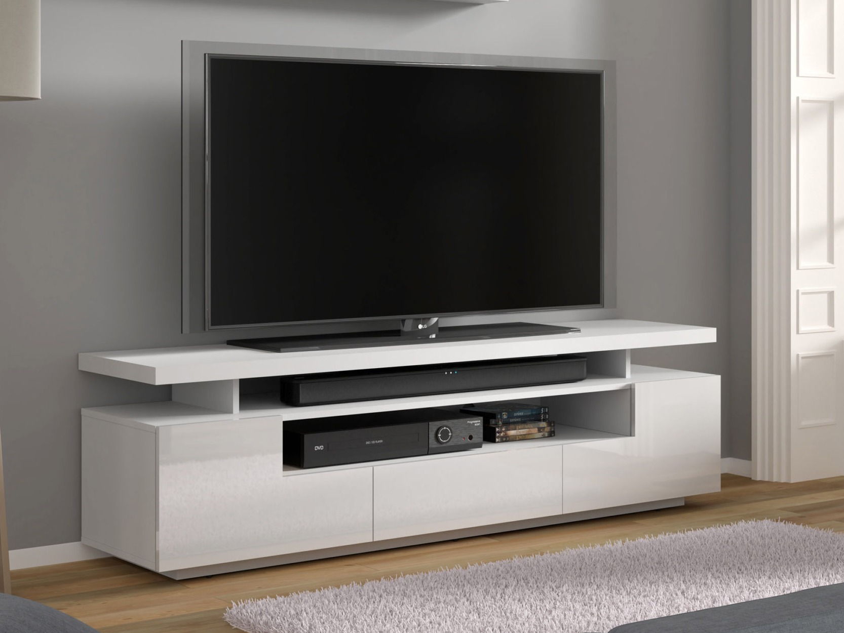 Meuble TV Buffalo 175 (Blanc brillant)