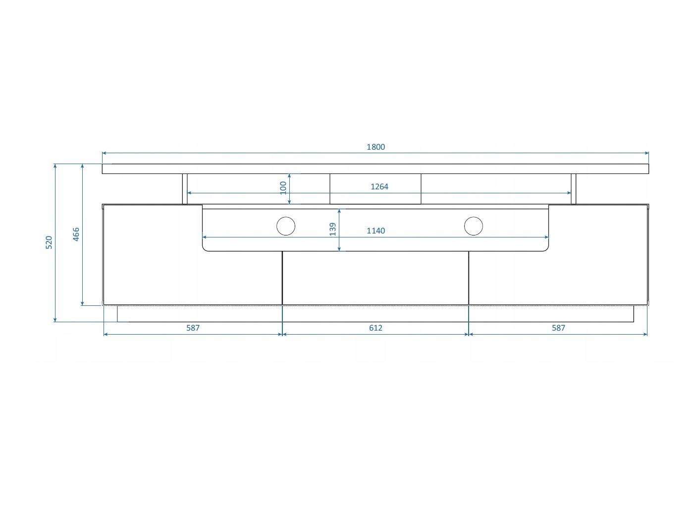 Meuble TV Buffalo 175 (Blanc brillant)