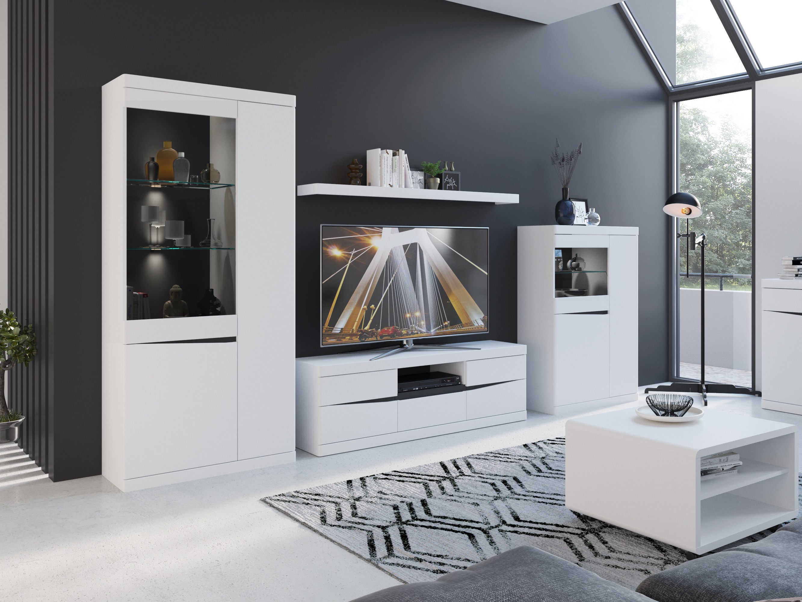 Étagère Venlori 129 (Blanc + Graphite)
