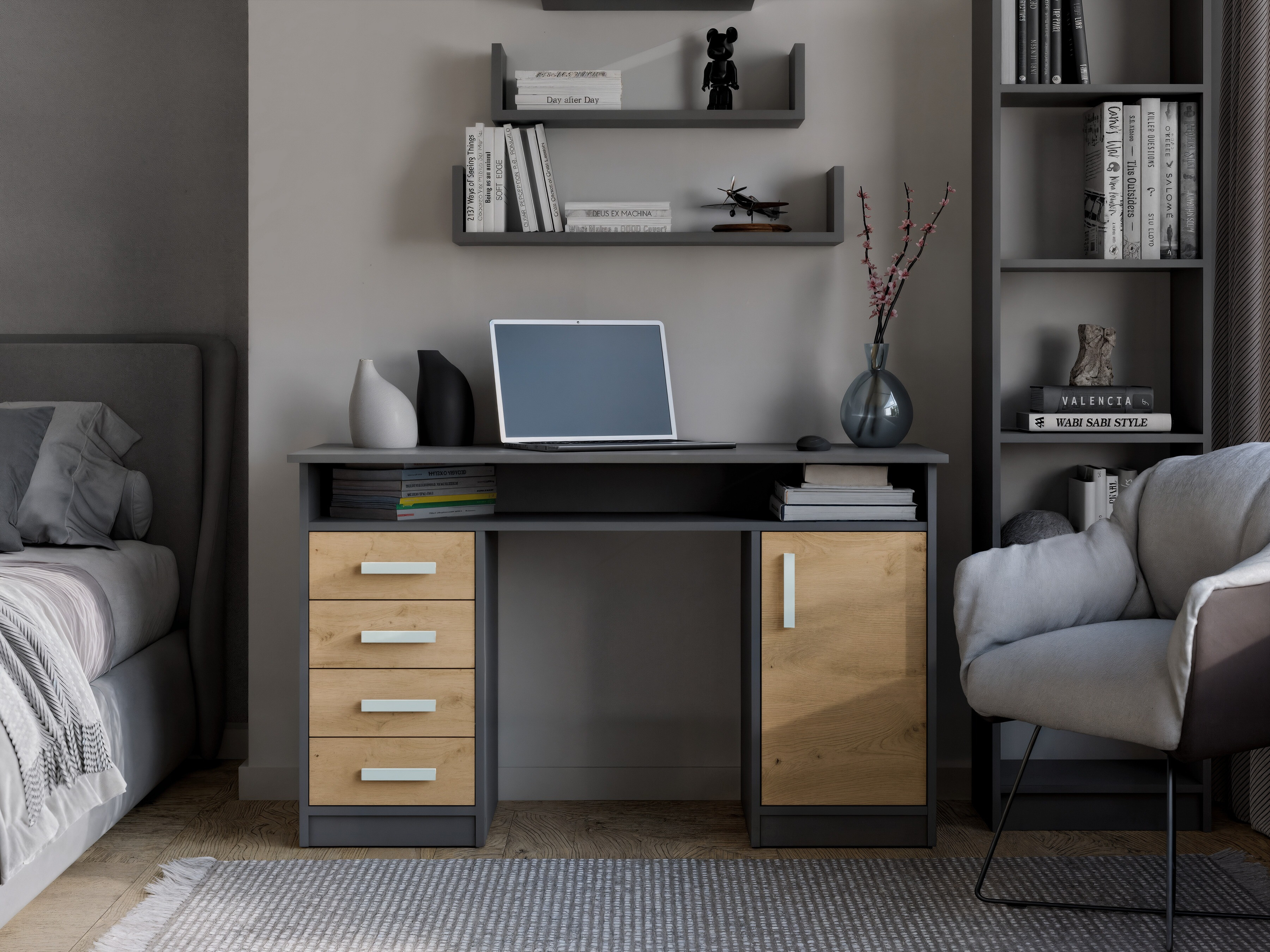 Bureau Mandeville 329 (Chêne Artisan + Anthracite)