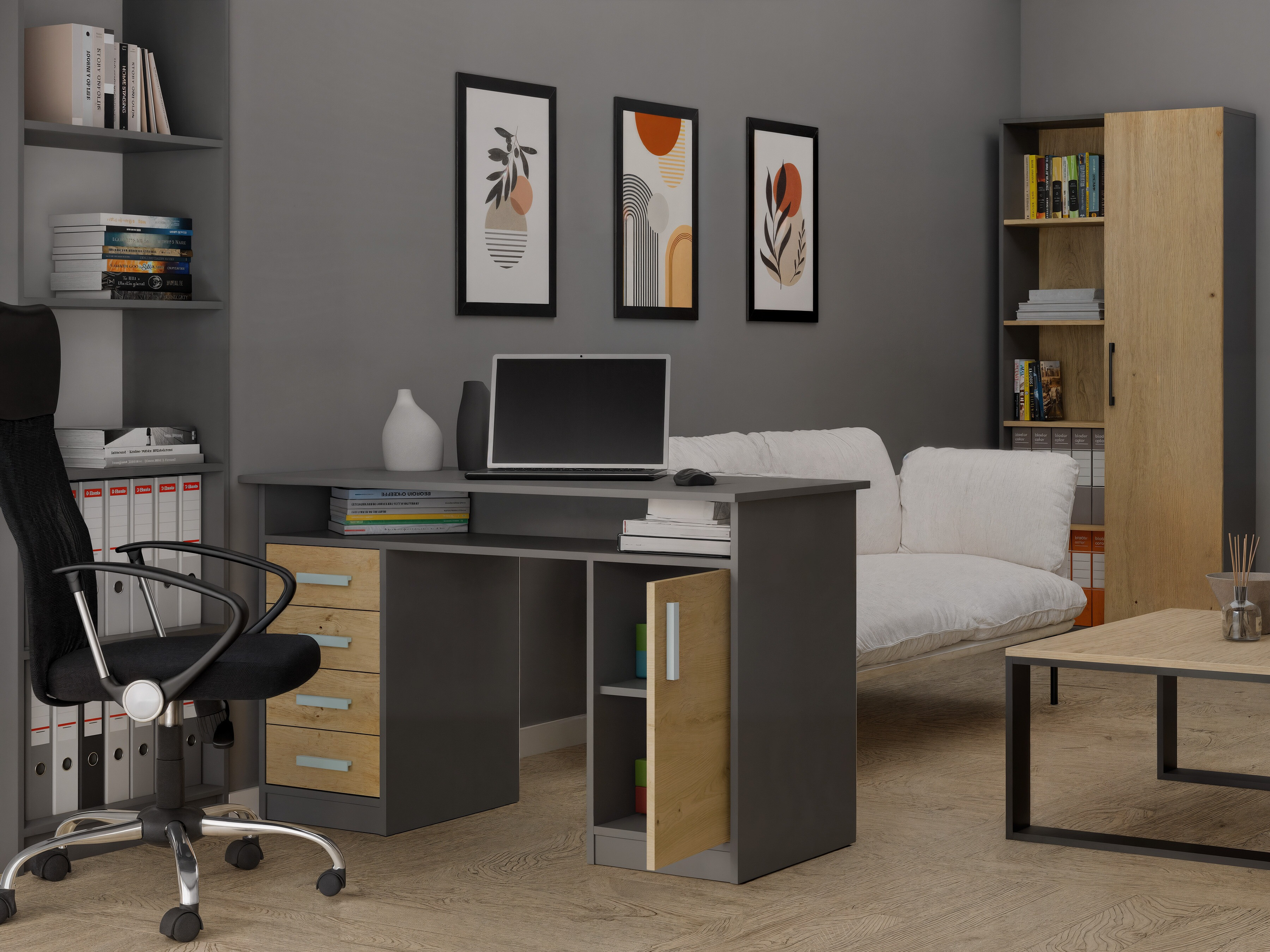 Bureau Mandeville 329 (Chêne Artisan + Anthracite)